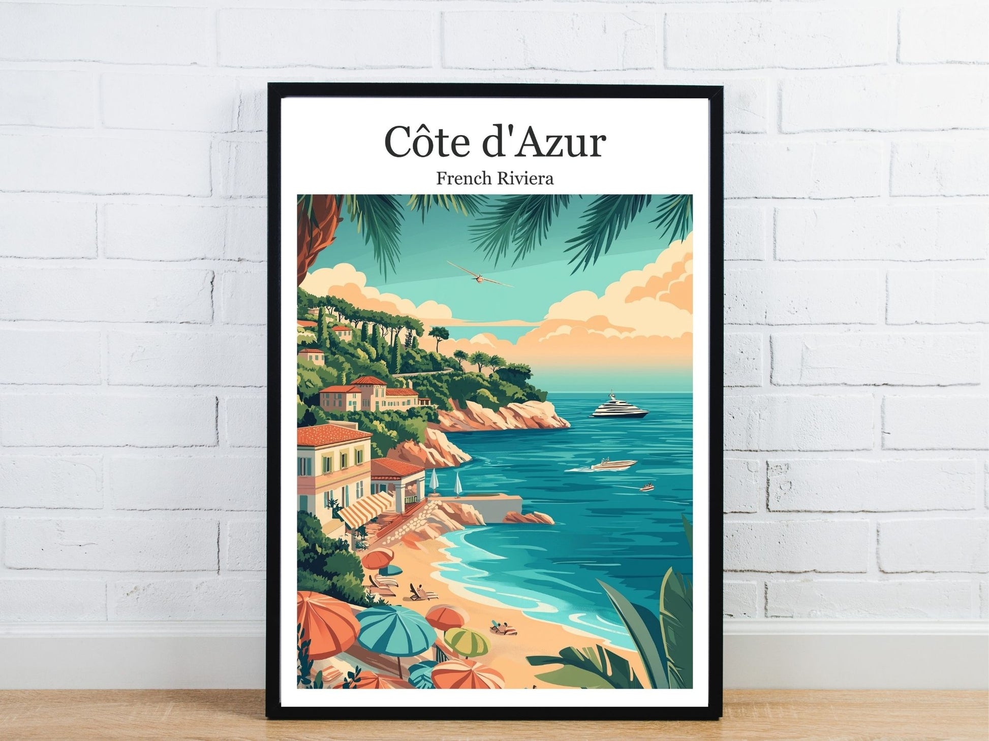 Minimal Cote d'Azur travel art poster – Atlas Prints