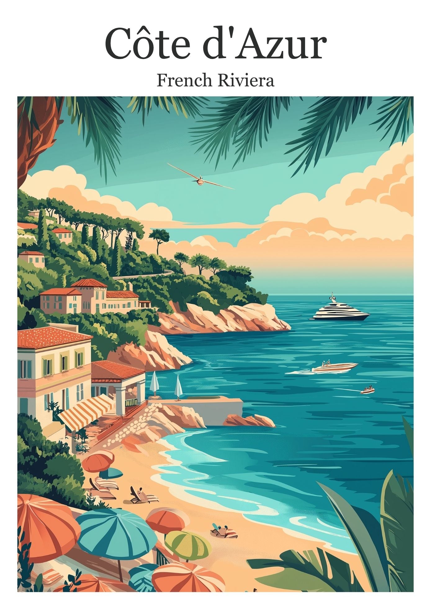 Vintage Cote d'Azur travel poster wall art print – Atlas Prints