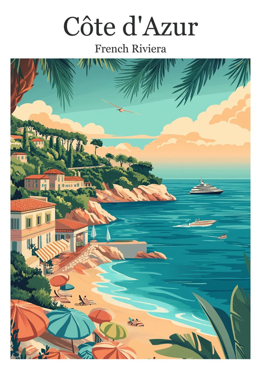 Vintage Cote d'Azur travel poster wall art print – Atlas Prints