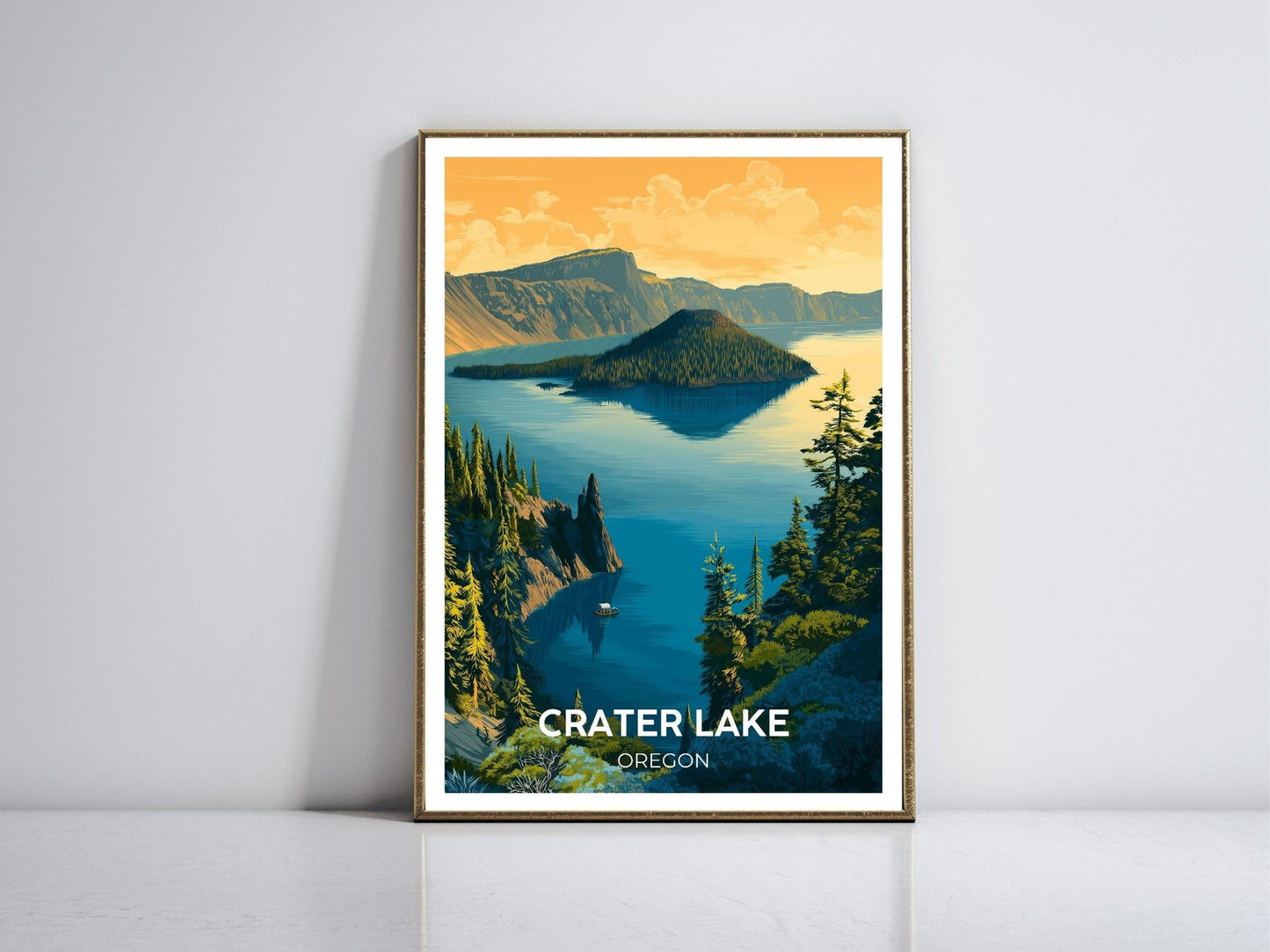 Crater Lake Oregon  framed vintage travel poster – Atlas Prints