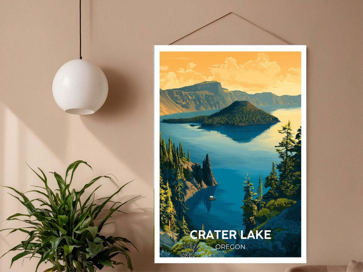 Close-up of Crater Lake Oregon  travel poster matte texture – Atlas Prints