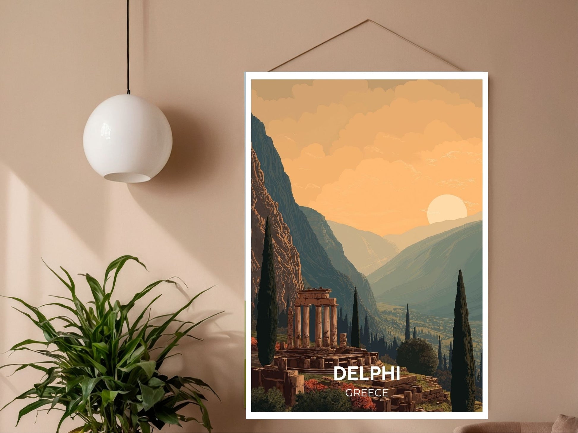 Close-up of Delphi Greece travel poster matte texture – Atlas Prints