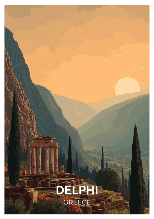 Vintage Delphi Greece travel poster wall art print – Atlas Prints