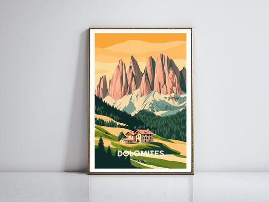 Dolomites framed vintage travel poster – Atlas Prints