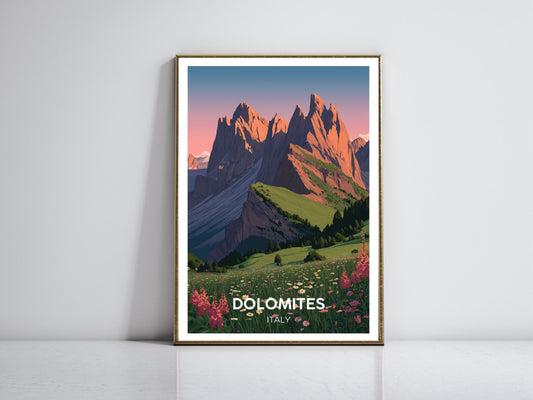 Dolomites Italy framed vintage travel poster – Atlas Prints