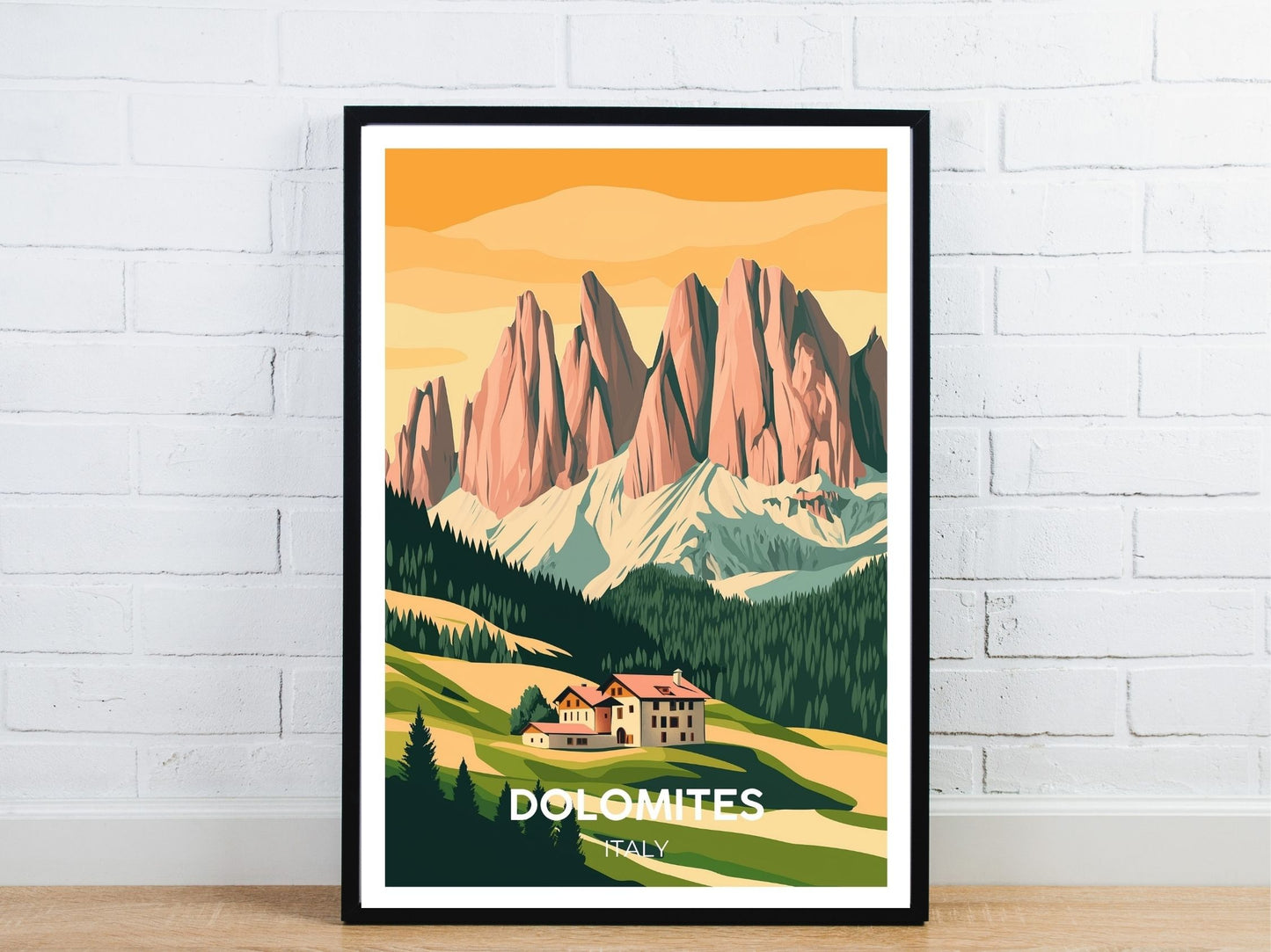 Minimal Dolomites travel art poster – Atlas Prints