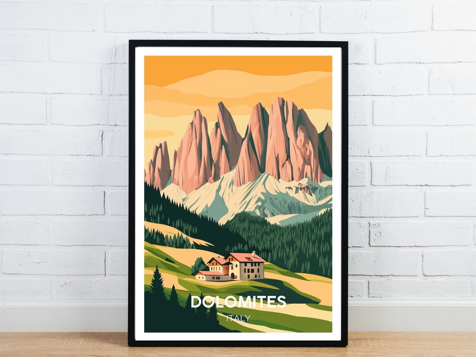 Minimal Dolomites travel art poster – Atlas Prints