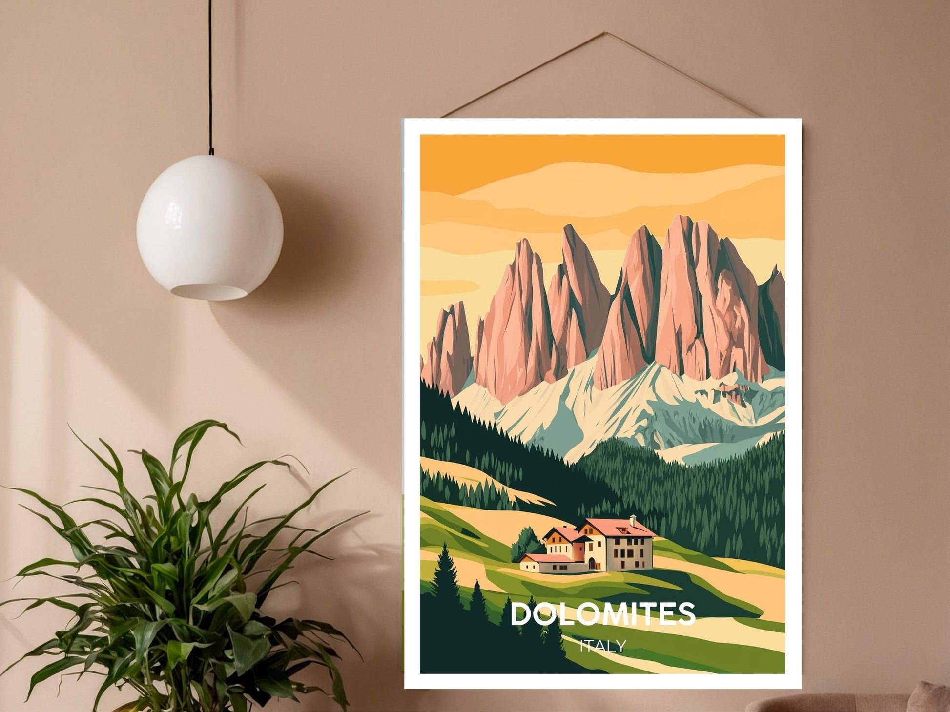 Close-up of Dolomites travel poster matte texture – Atlas Prints