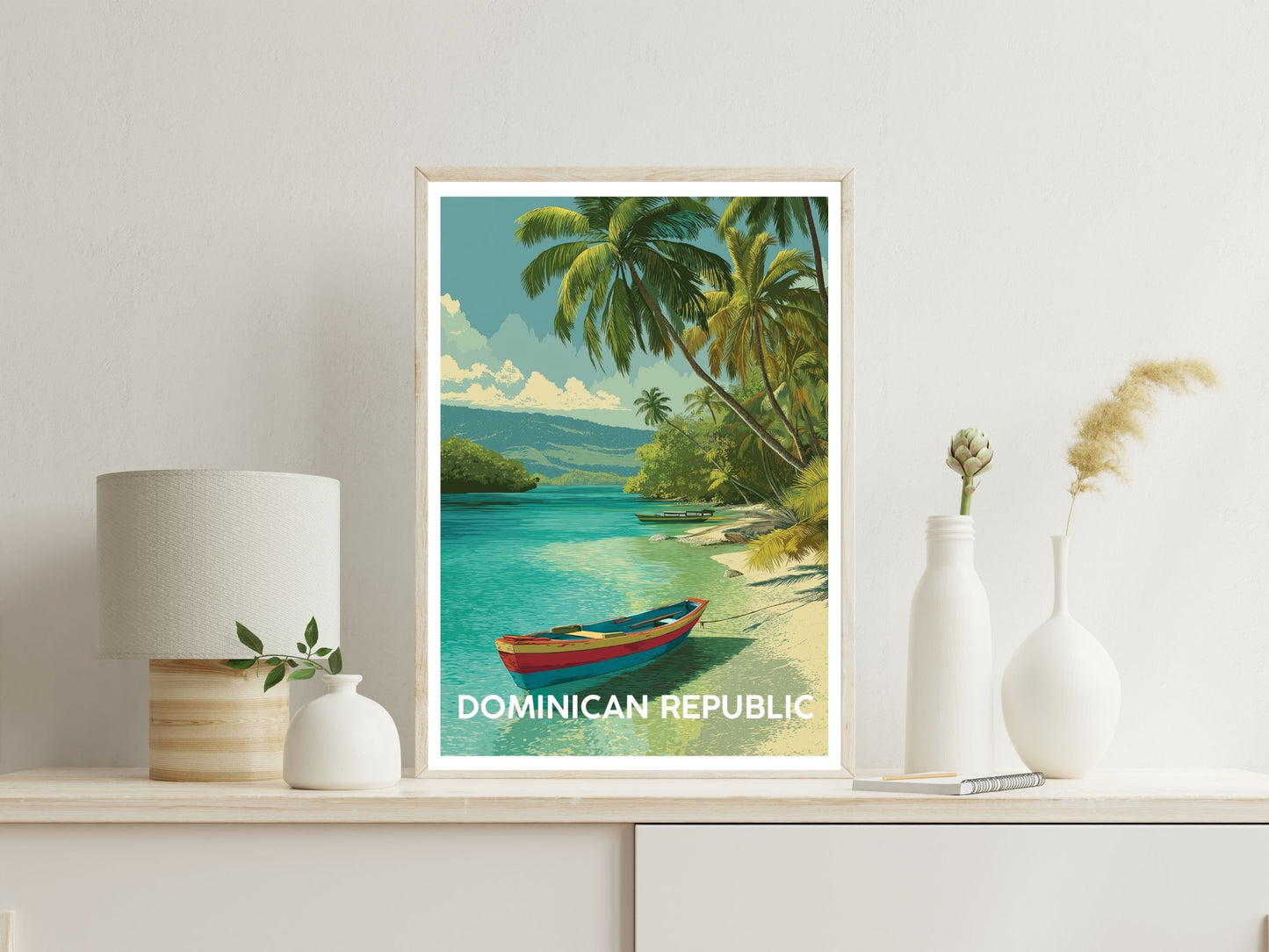 Domincan Republic wall art print displayed in bedroom – Atlas Prints