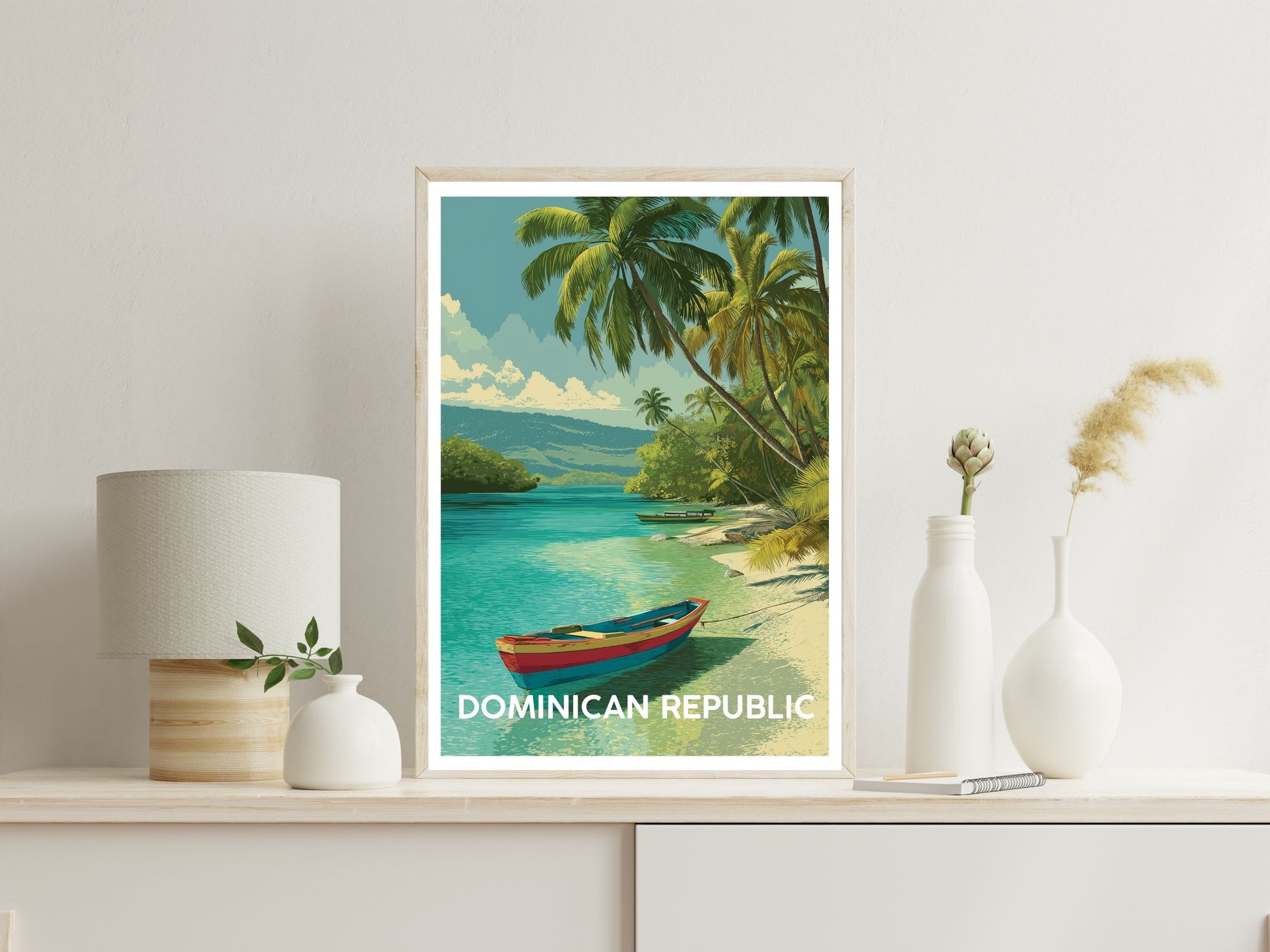 Domincan Republic wall art print displayed in bedroom – Atlas Prints