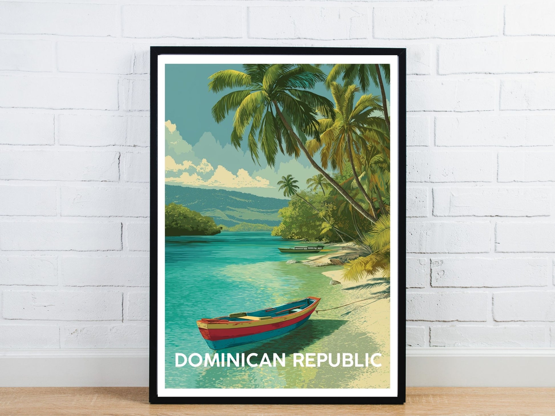 Minimal Domincan Republic travel art poster – Atlas Prints