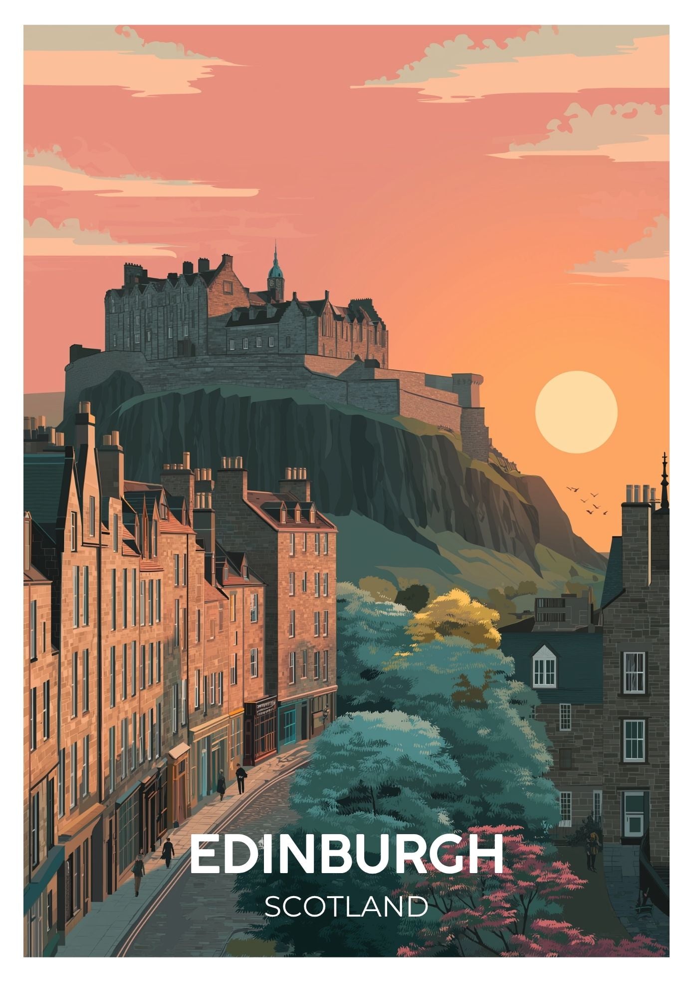 Vintage Edinburgh Scotland travel poster wall art print – Atlas Prints