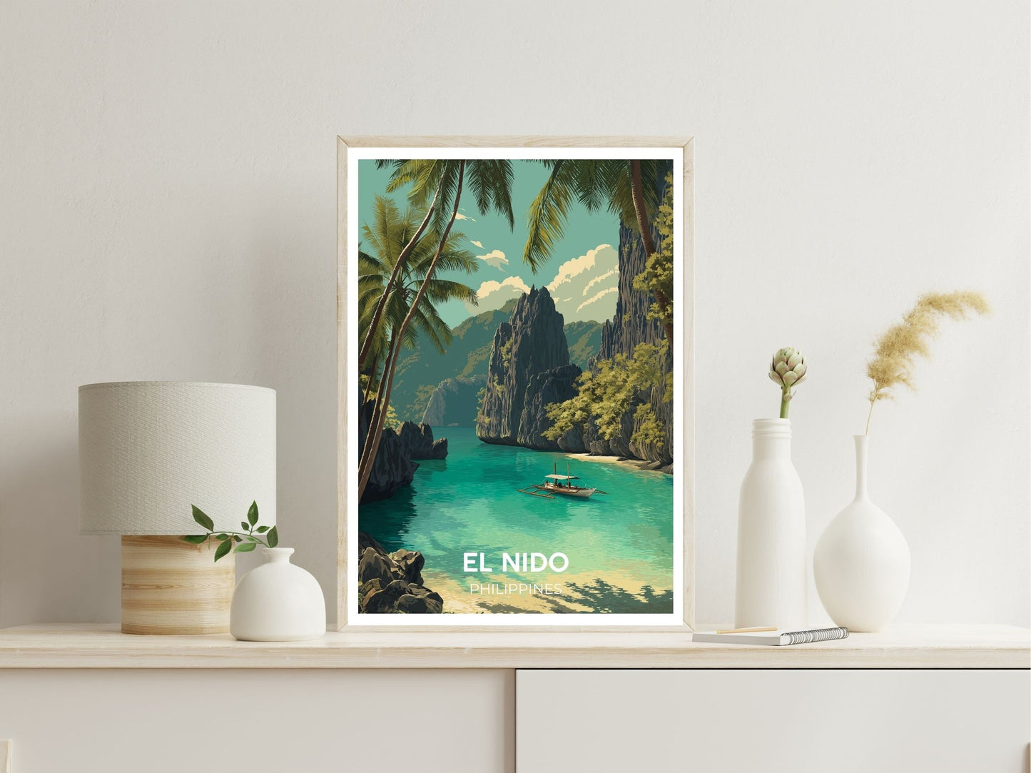 El Nido wall art print displayed in bedroom – Atlas Prints