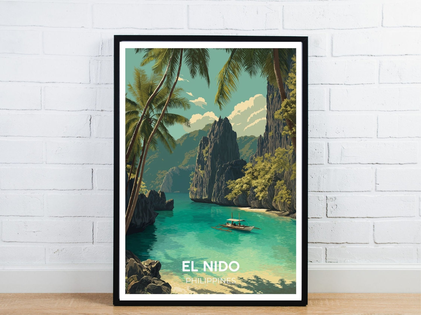 Minimal El Nido travel art poster – Atlas Prints