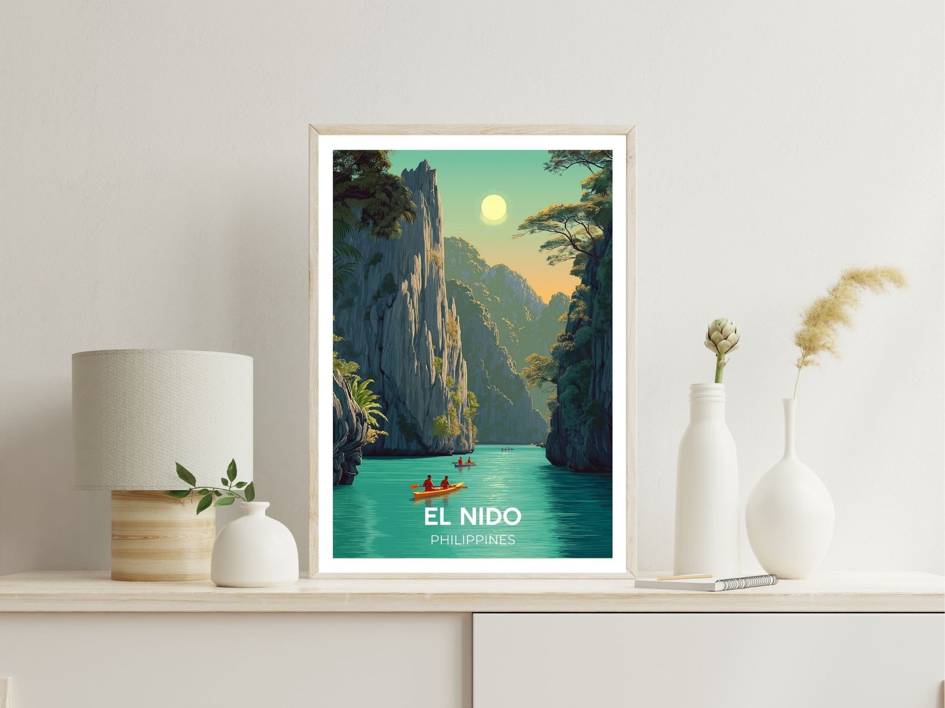 El Nido Philippines wall art print displayed in bedroom – Atlas Prints