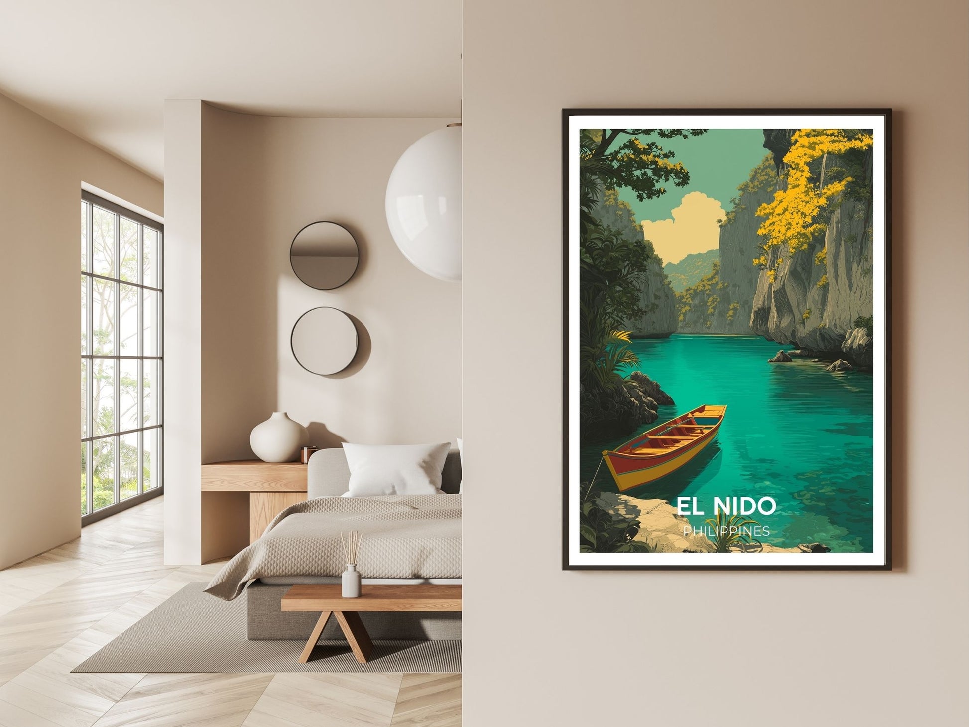 Gallery wall display of El Nido Philippines  travel poster – Atlas Prints