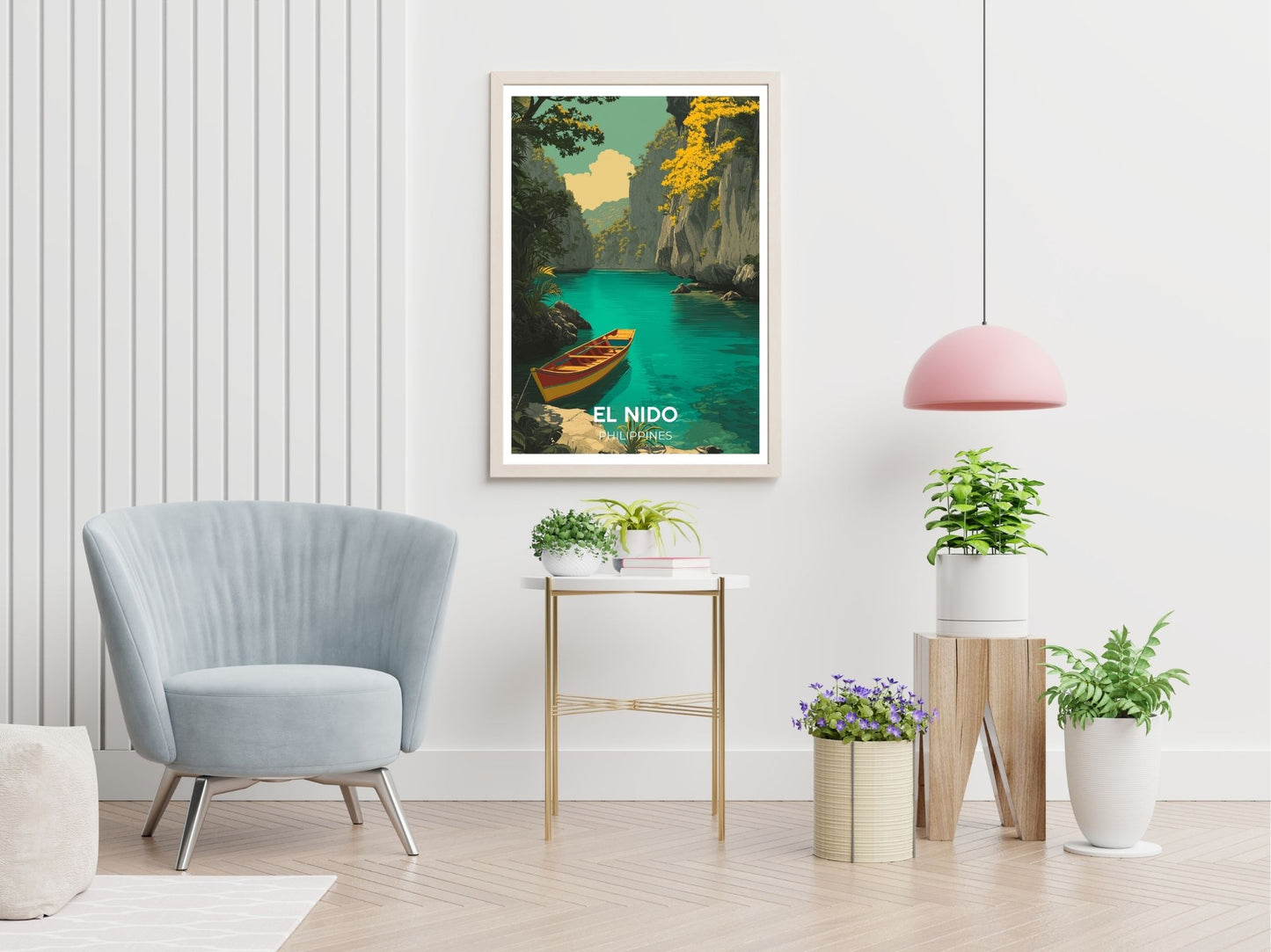 El Nido Philippines  travel print displayed in living room – Atlas Prints