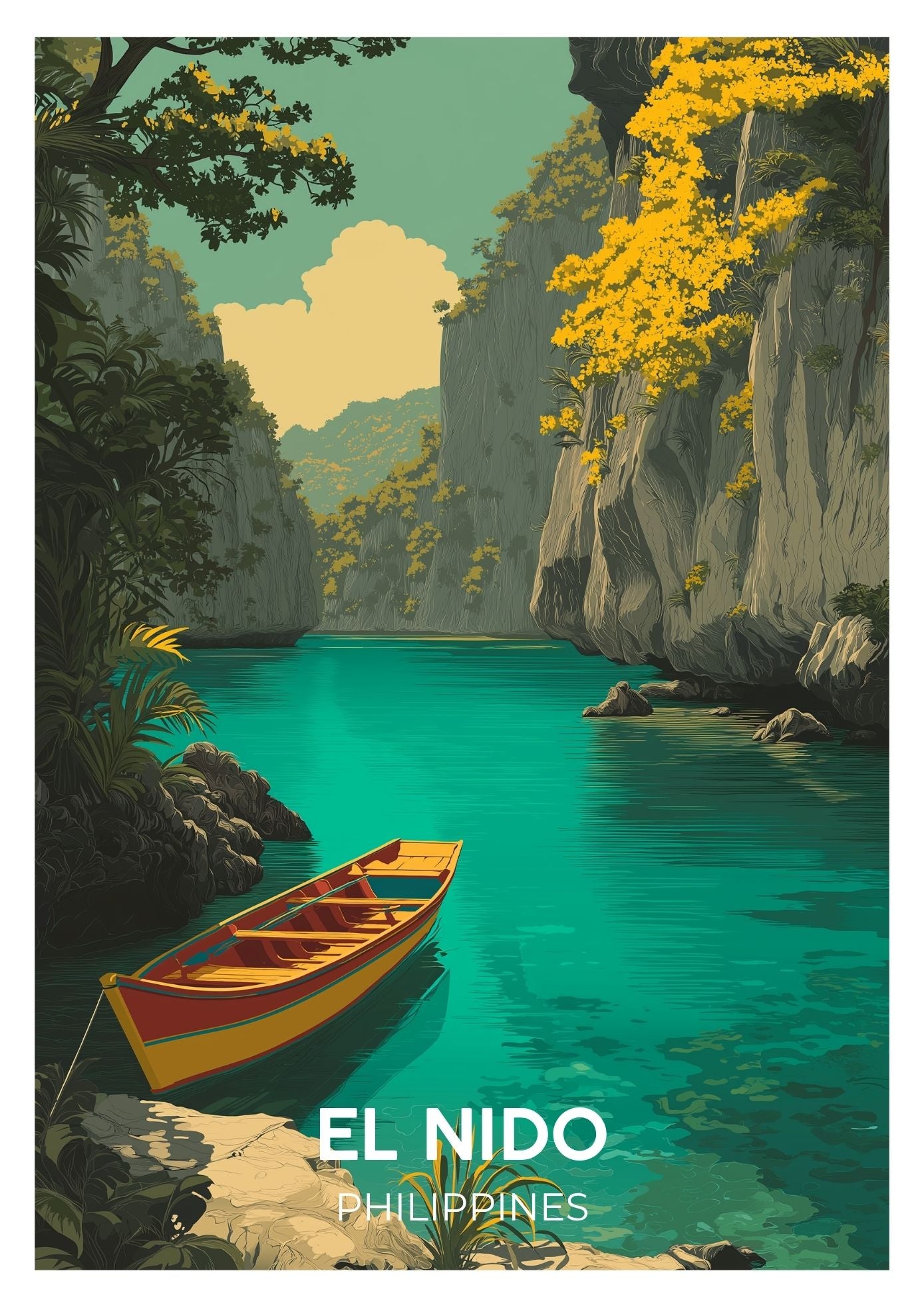 Vintage El Nido Philippines  travel poster wall art print – Atlas Prints