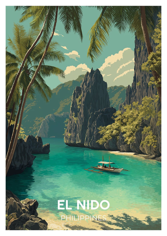 Vintage El Nido  travel poster wall art print – Atlas Prints