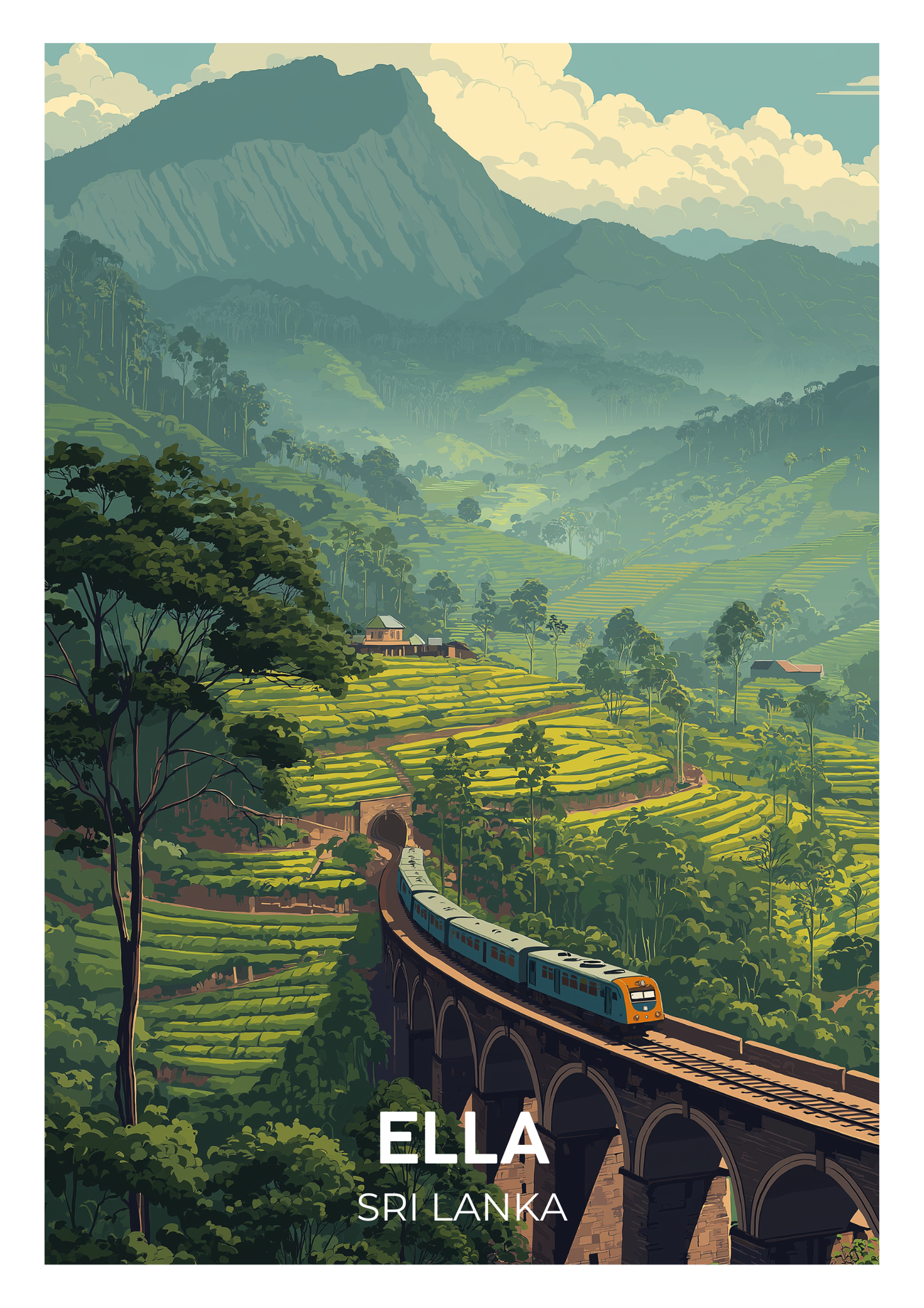 Ella Sri Lanka travel poster – vintage tropical wall art by Atlas Prints