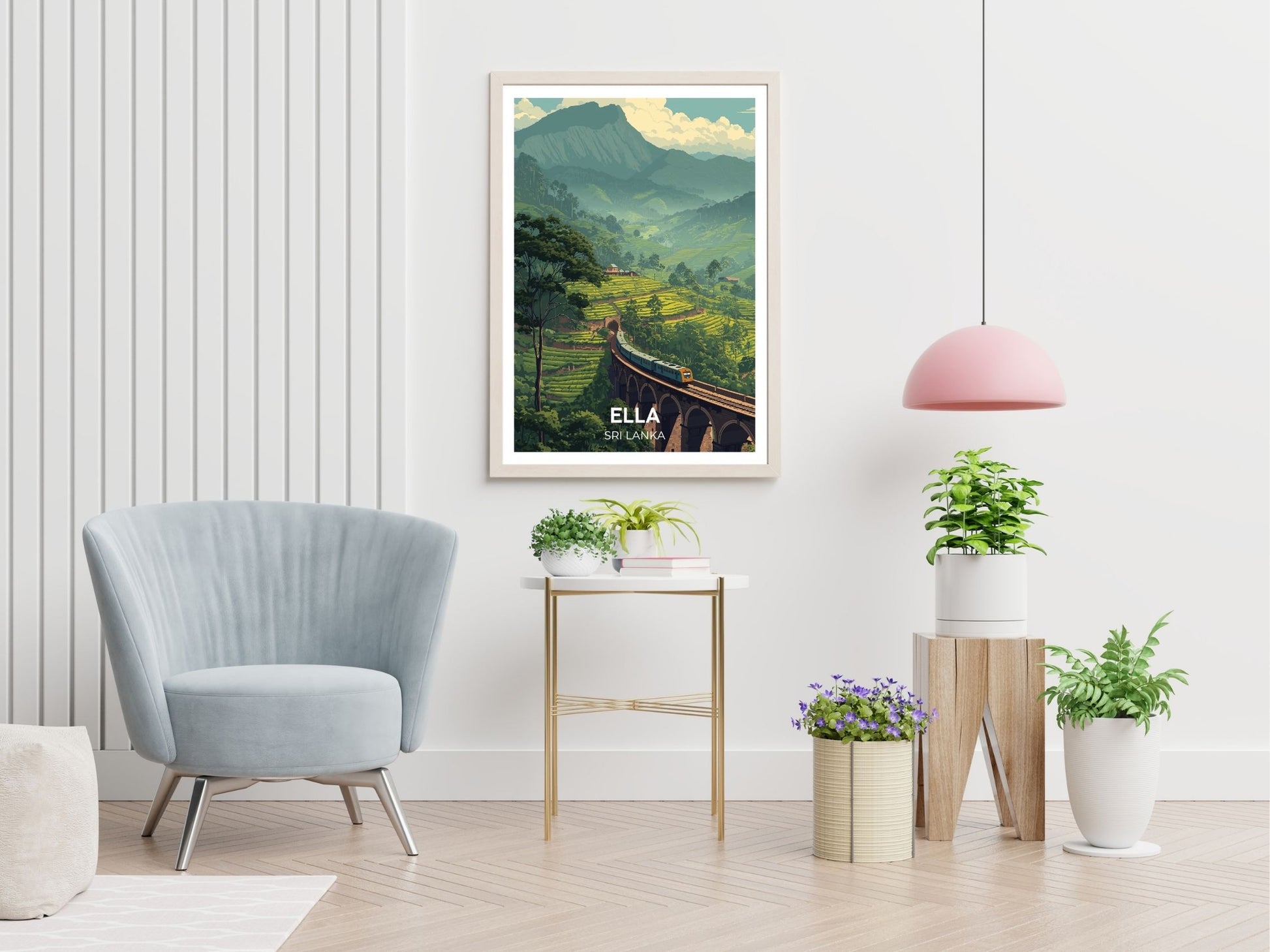 Ella Sri Lanka travel print displayed in living room – Atlas Prints
