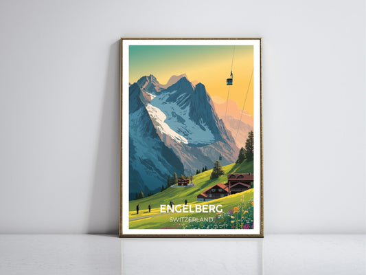 Engelberg Switzerland framed vintage travel poster – Atlas Prints