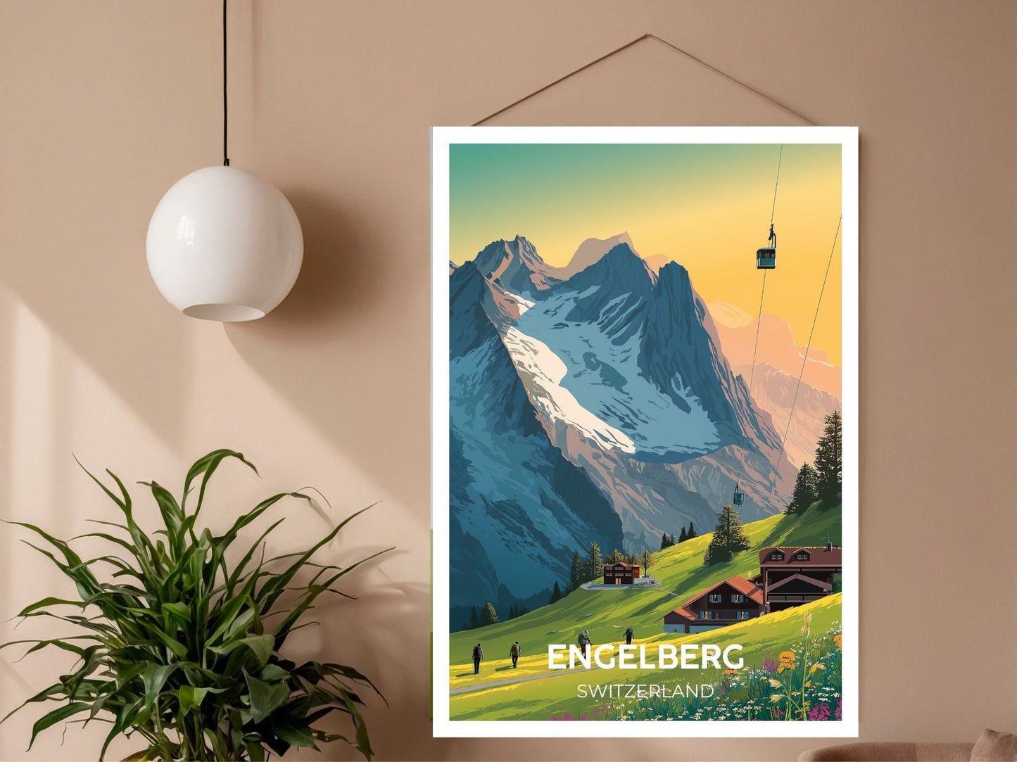 Close-up of Engelberg Switzerland travel poster matte texture – Atlas Prints