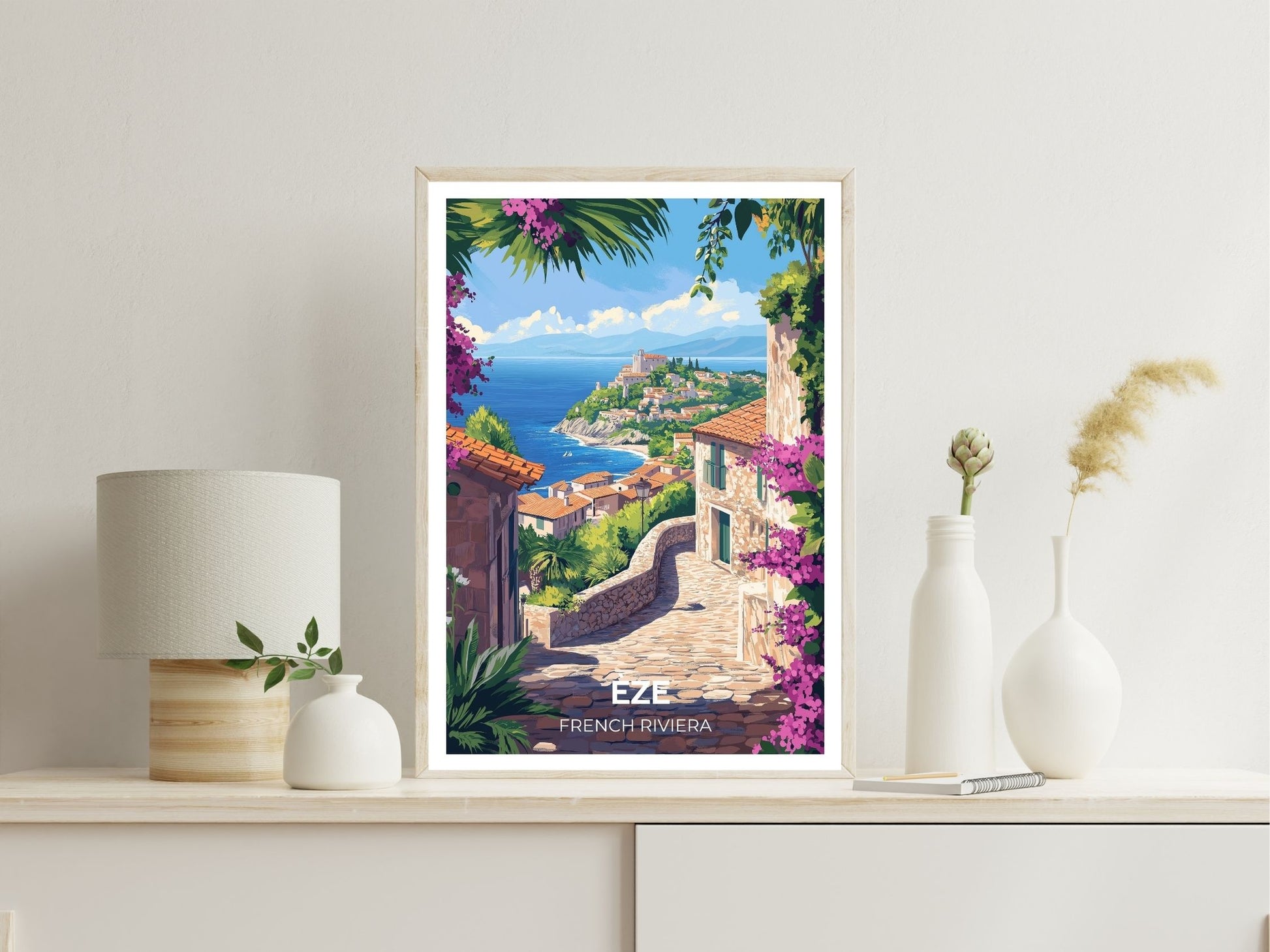 Eze wall art print displayed in bedroom – Atlas Prints