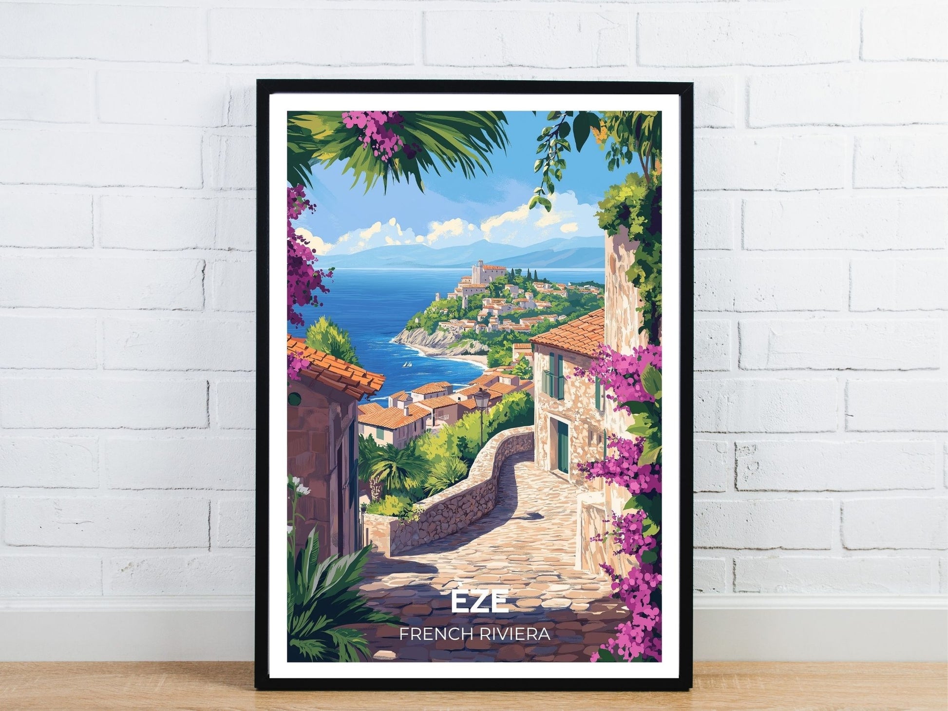Minimal Eze travel art poster – Atlas Prints