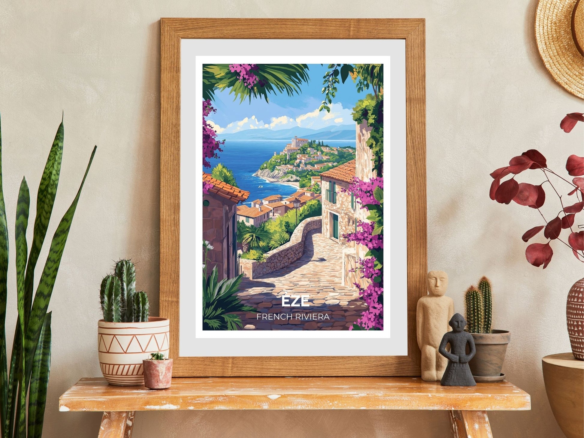 Close-up of Eze travel poster matte texture – Atlas Prints