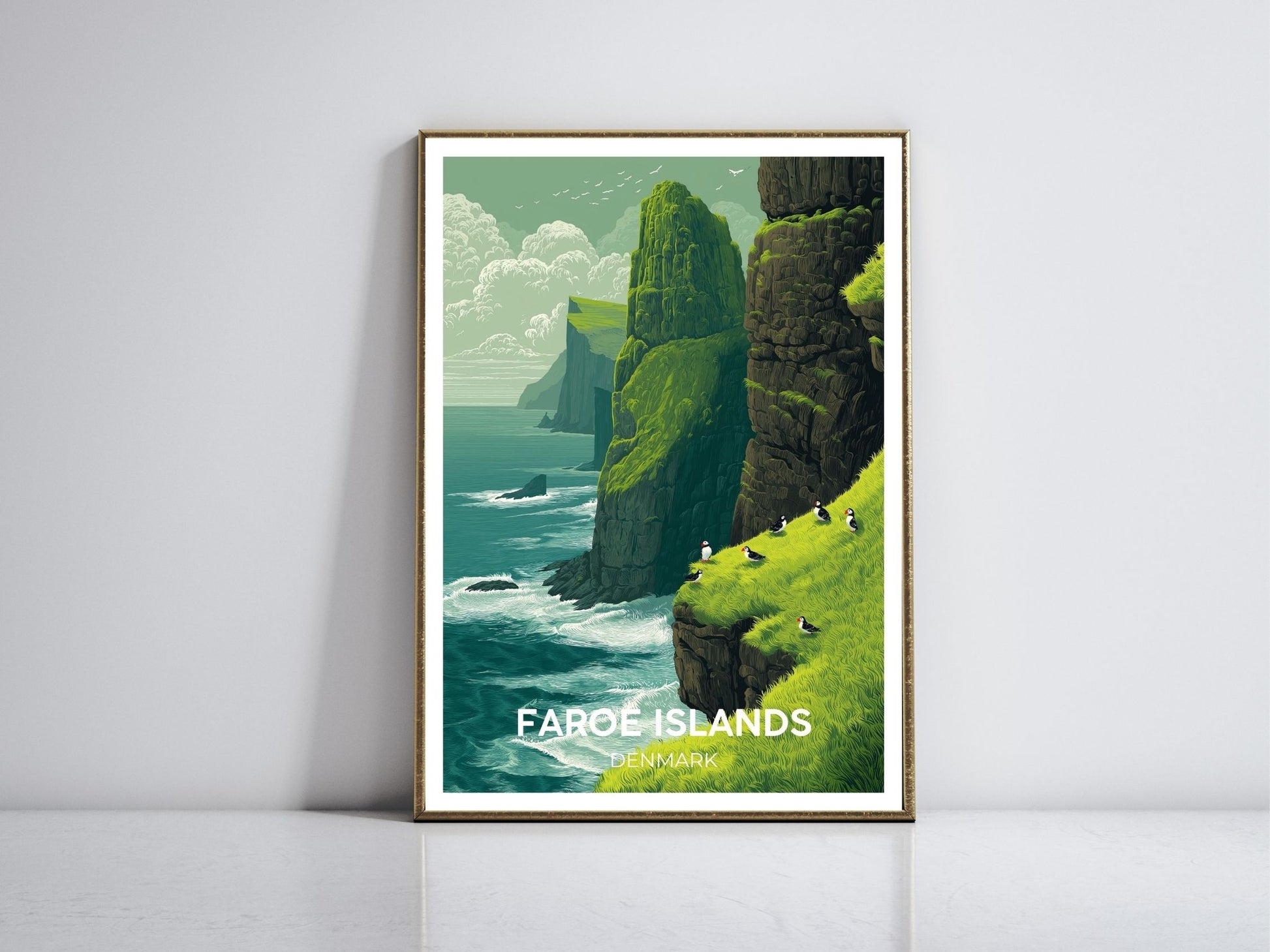 Faroe Islands Denmark framed vintage travel poster – Atlas Prints
