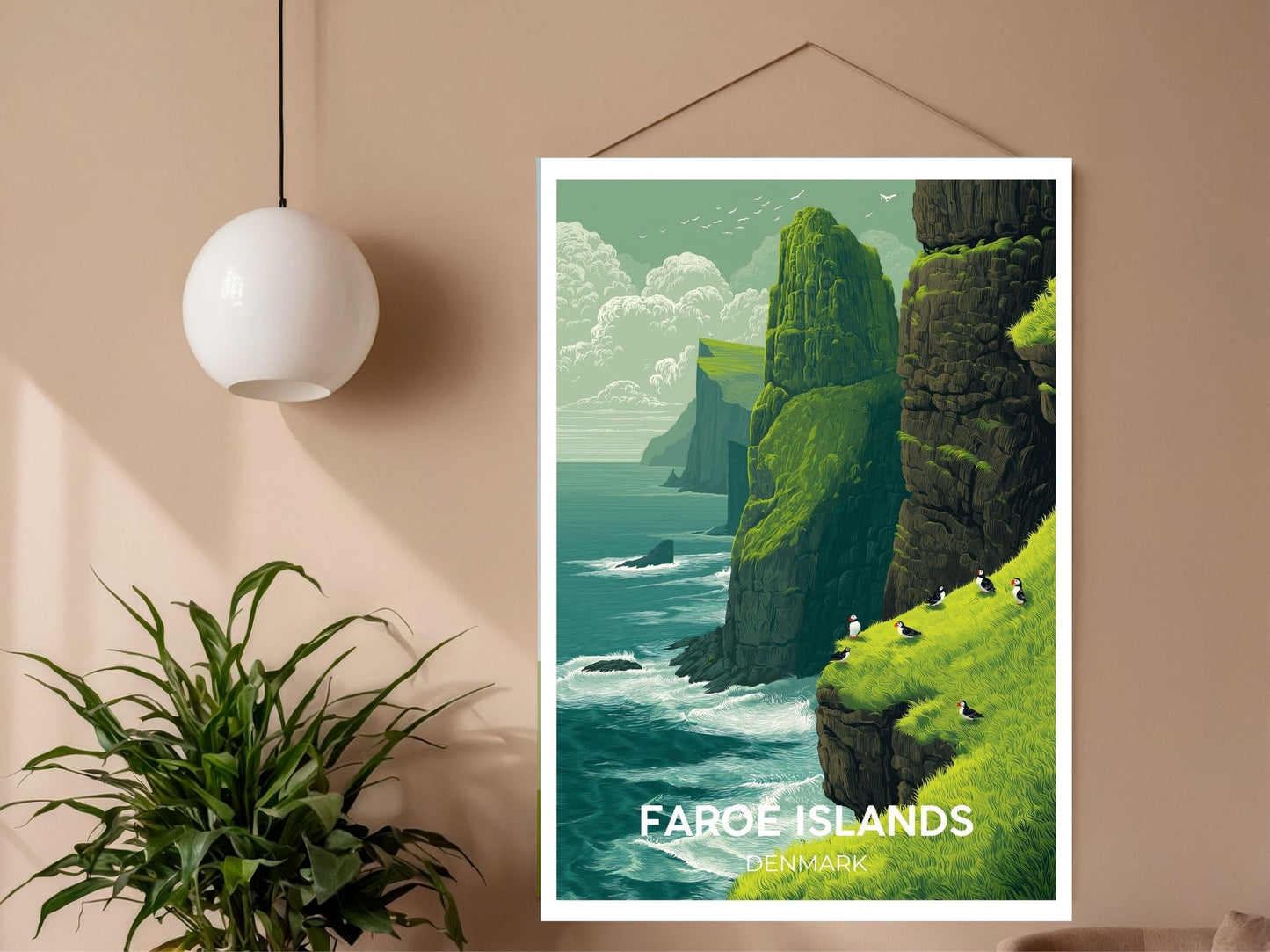 Close-up of Faroe Islands Denmark travel poster matte texture – Atlas Prints