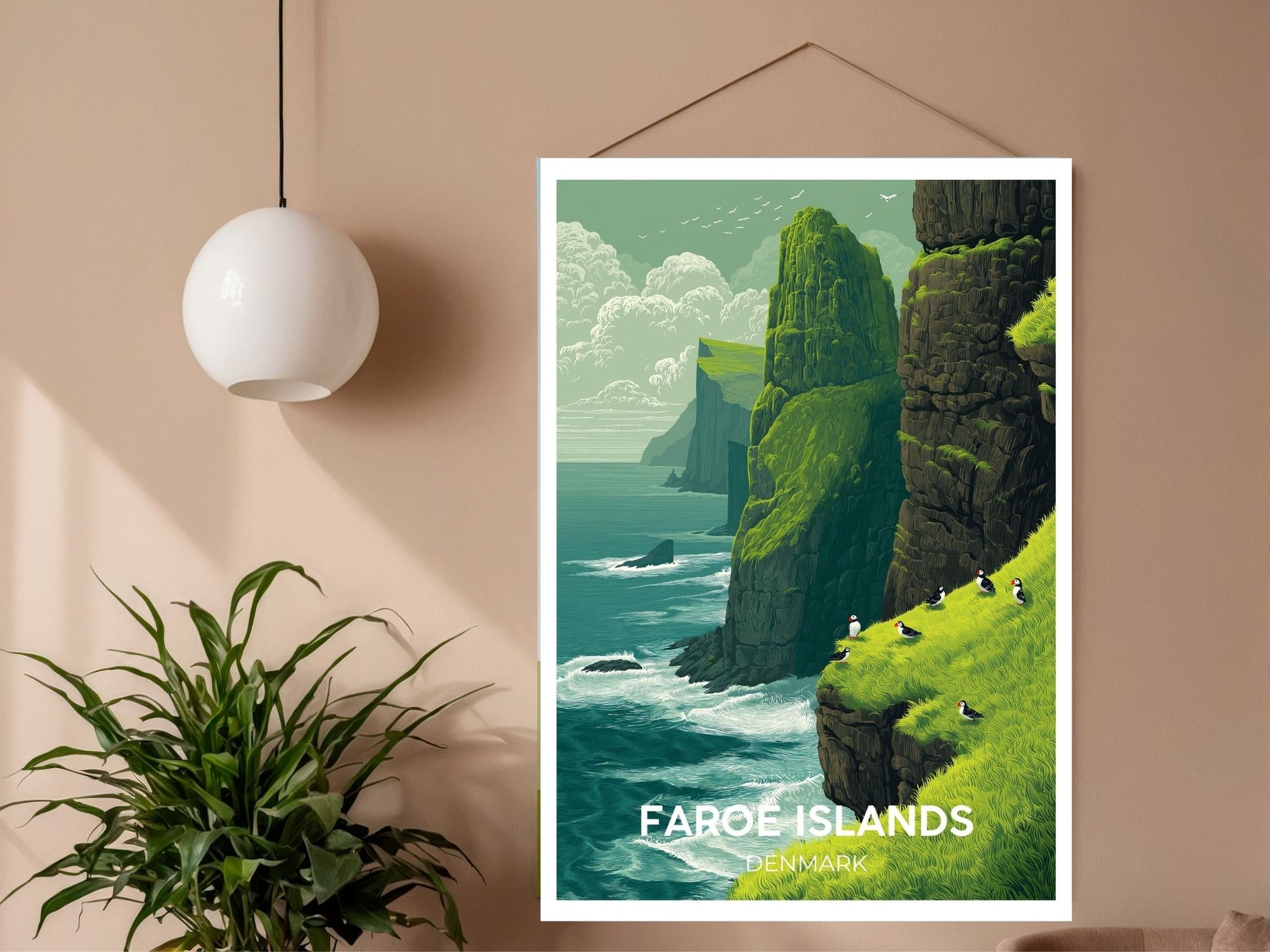 Close-up of Faroe Islands Denmark travel poster matte texture – Atlas Prints