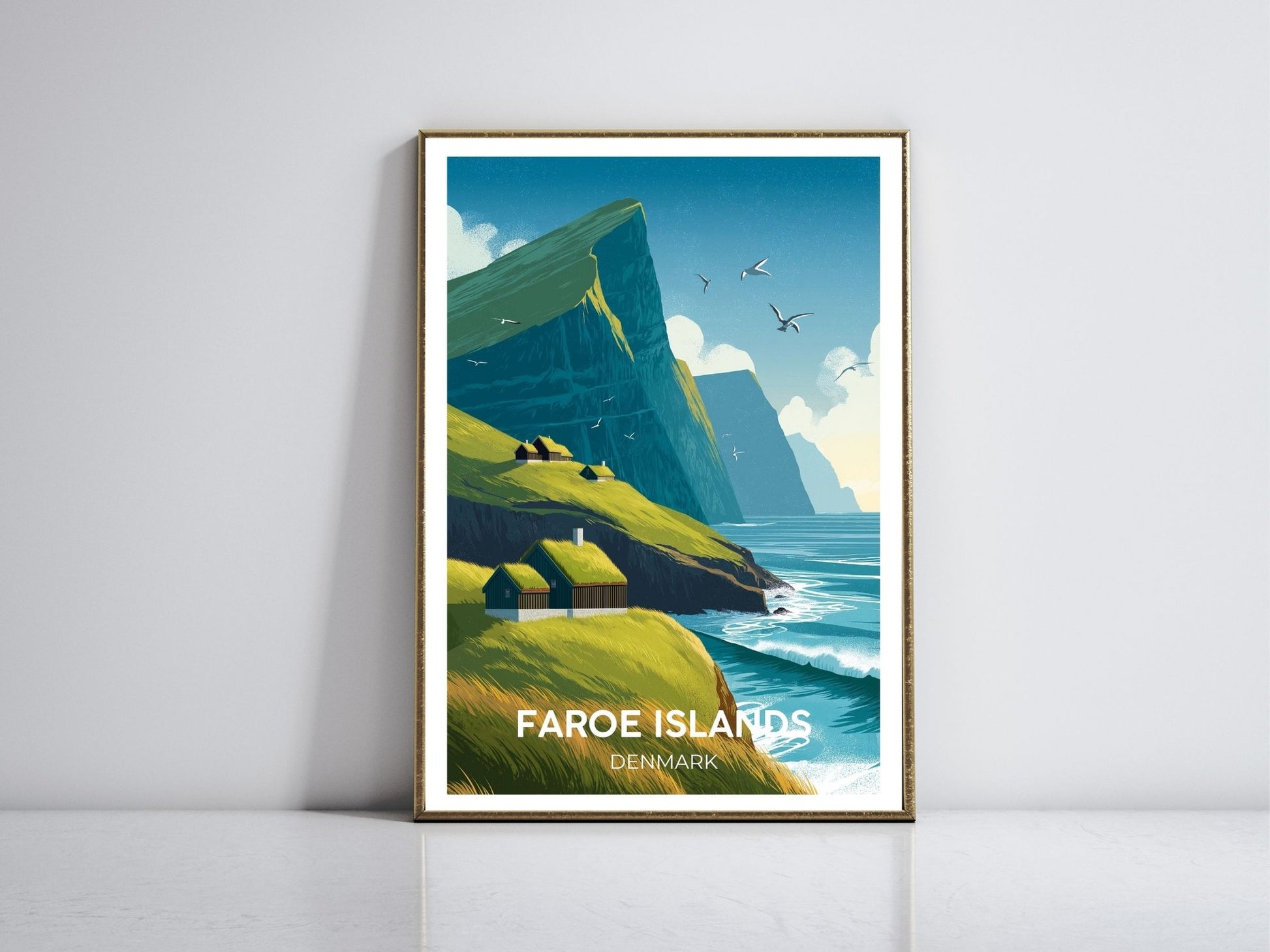 Faroe Islands framed vintage travel poster – Atlas Prints