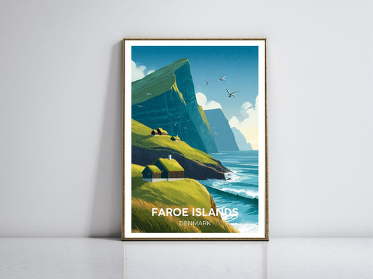 Faroe Islands framed vintage travel poster – Atlas Prints