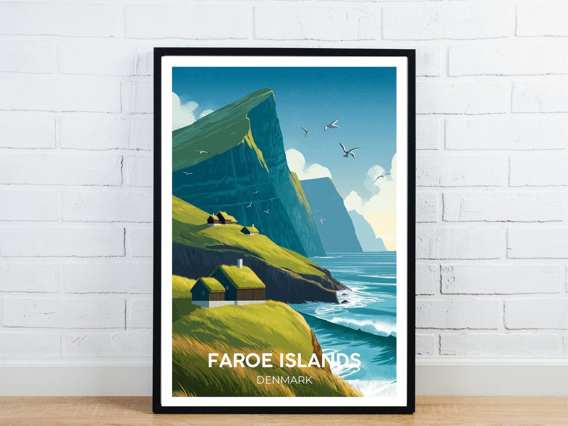 Minimal Faroe Islands travel art poster – Atlas Prints