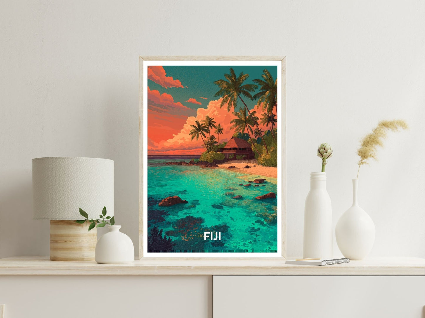 Fiji wall art print displayed in bedroom – Atlas Prints