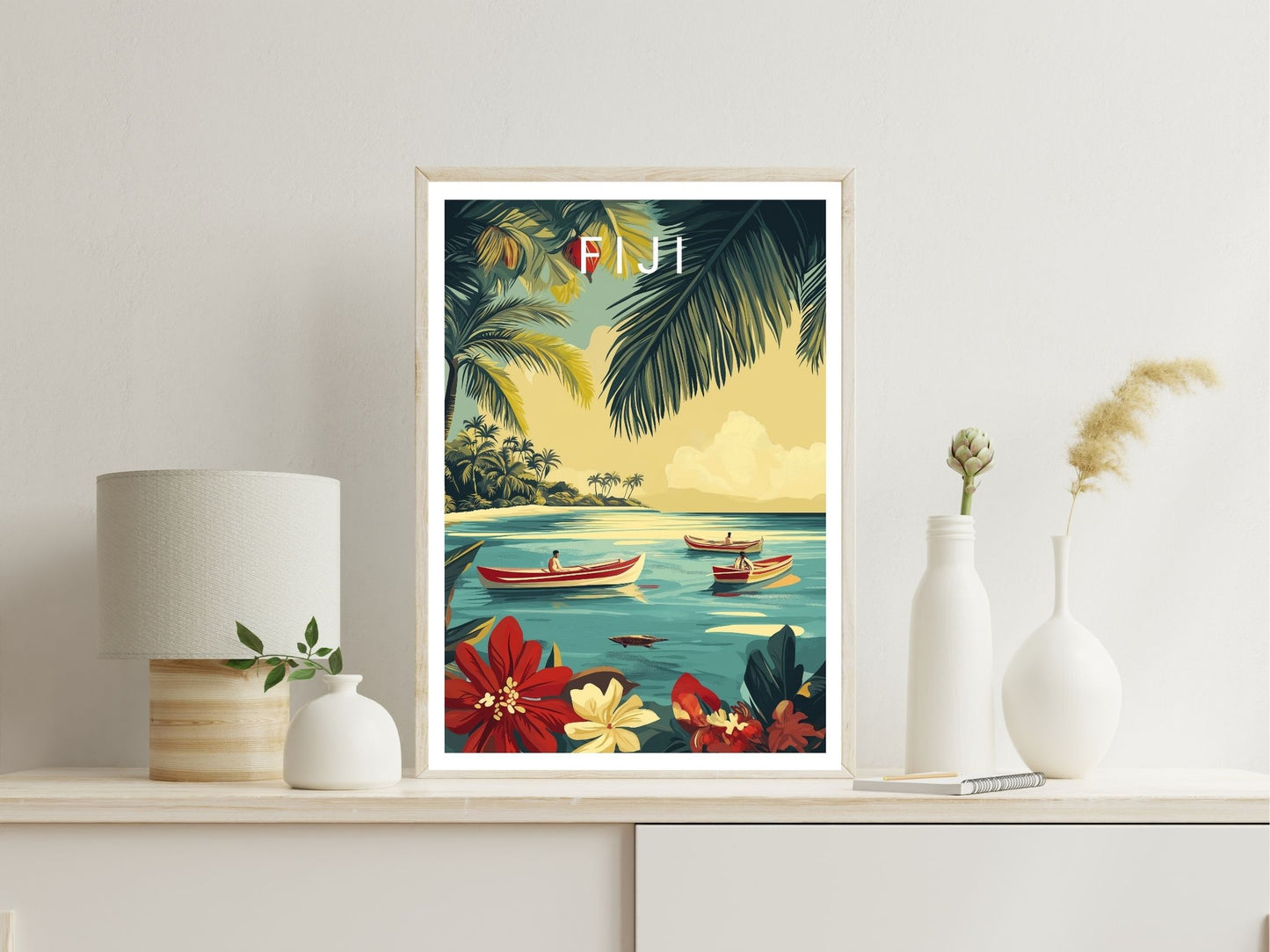 Fiji wall art print displayed in bedroom – Atlas Prints