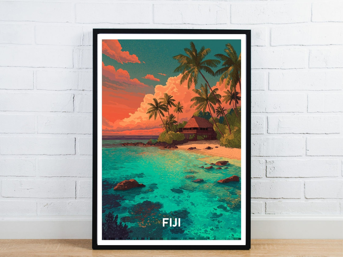 Minimal Fiji travel art poster – Atlas Prints