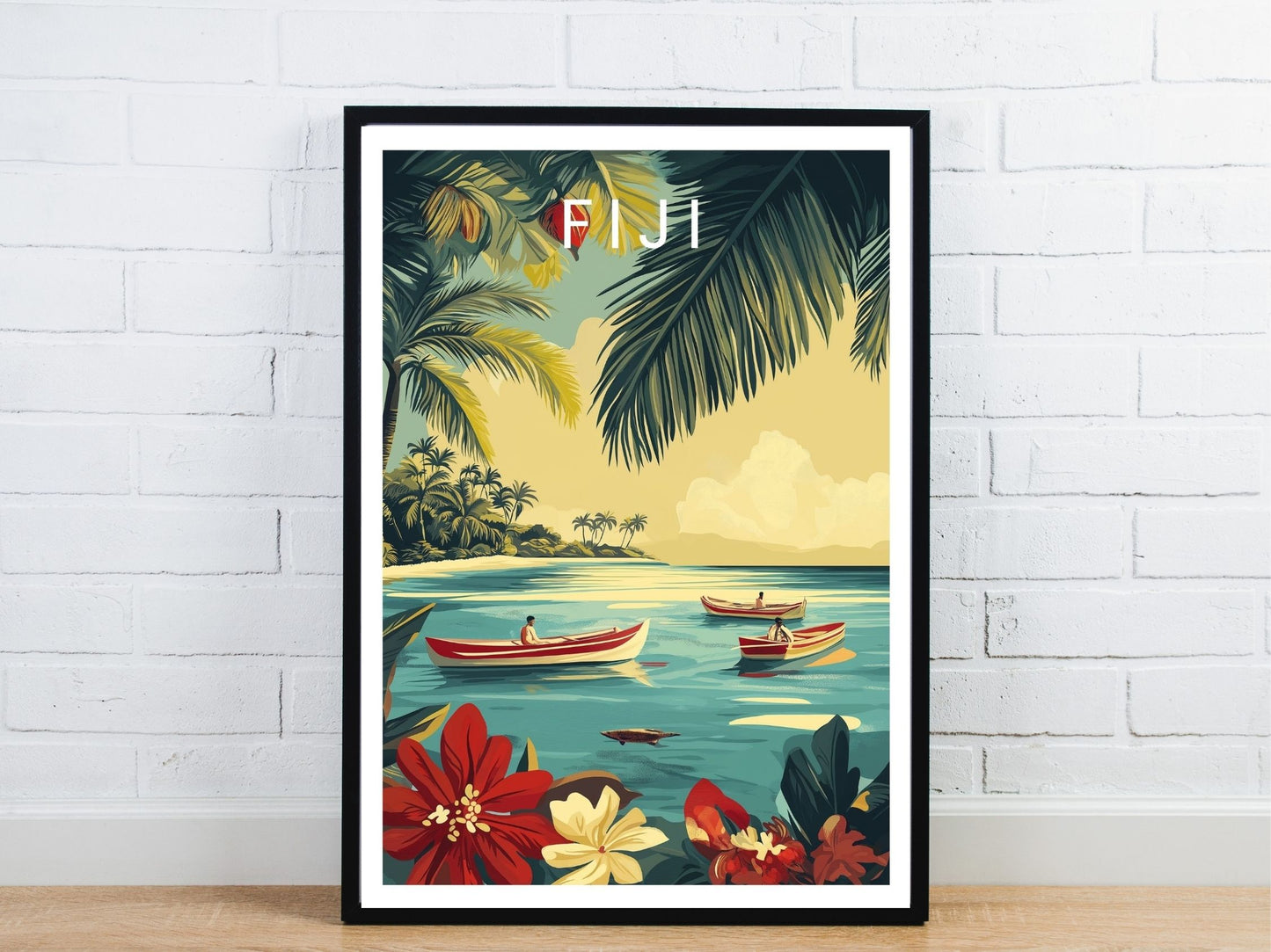 Minimal Fiji travel art poster – Atlas Prints