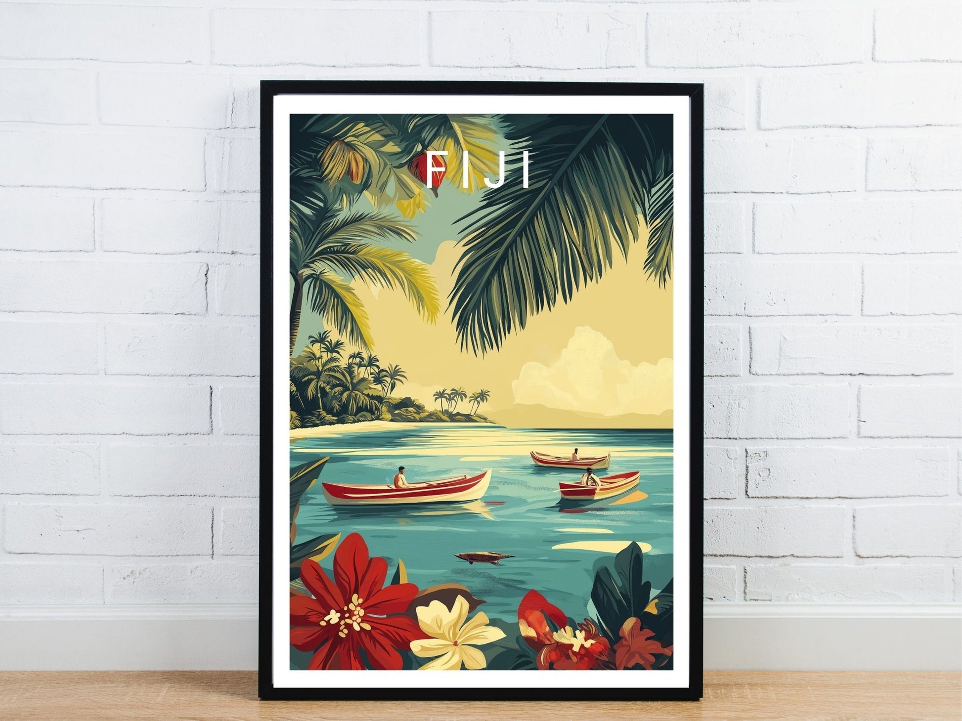 Minimal Fiji travel art poster – Atlas Prints