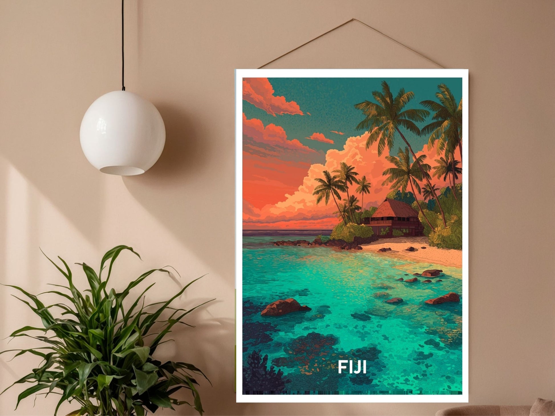 Close-up of Fiji travel poster matte texture – Atlas Prints
