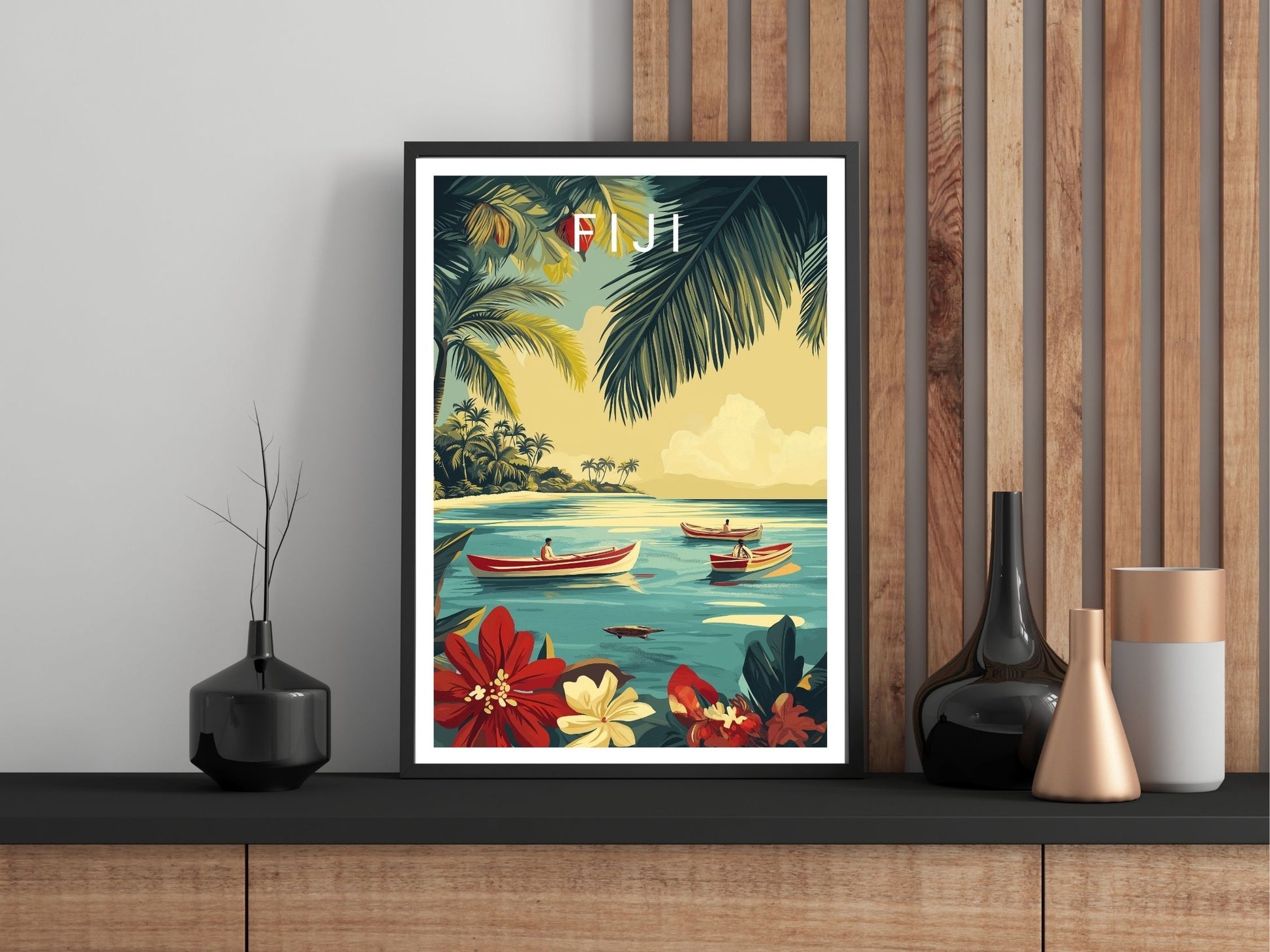 Close-up of Fiji travel poster matte texture – Atlas Prints