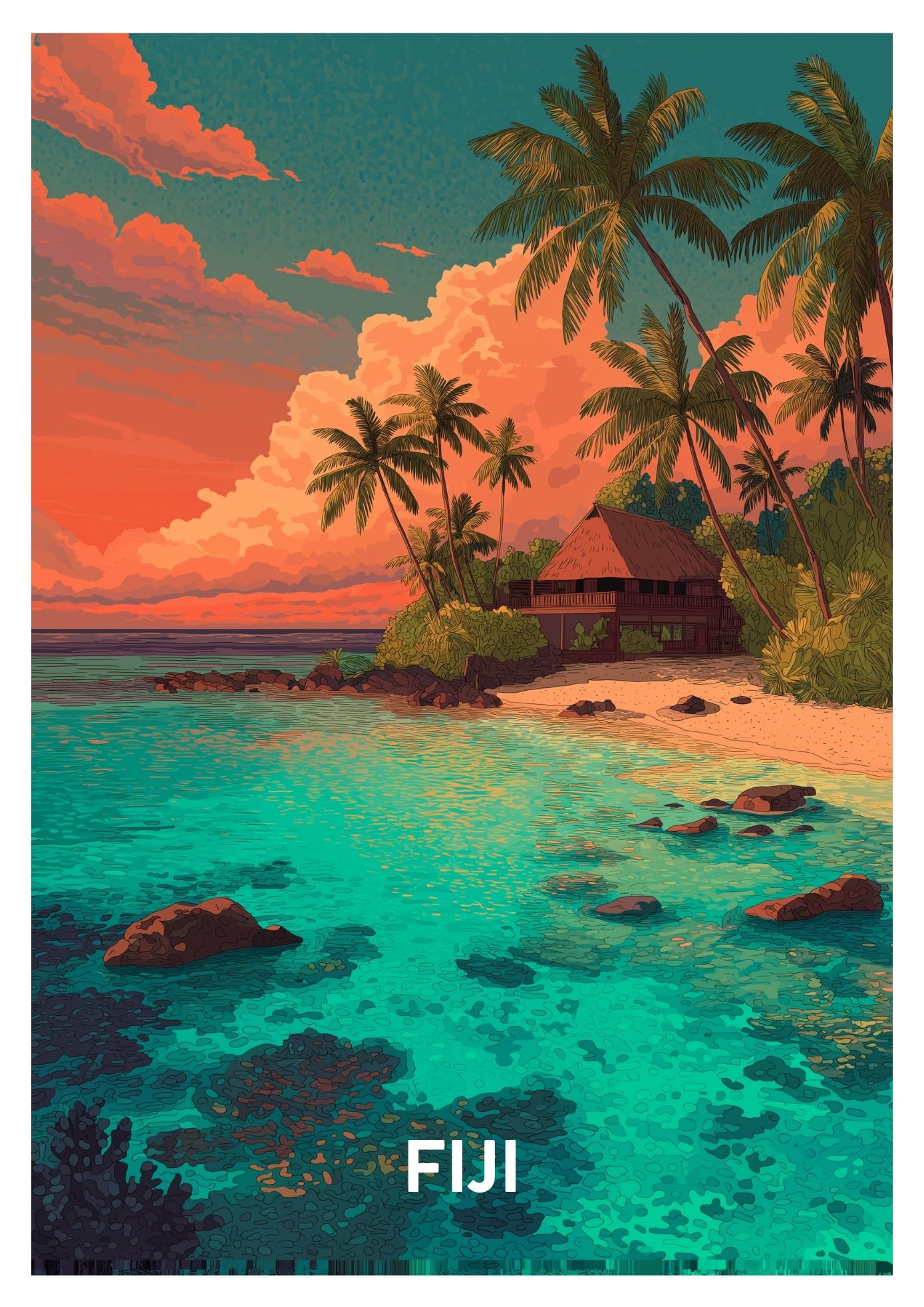 Vintage Fiji travel poster wall art print – Atlas Prints