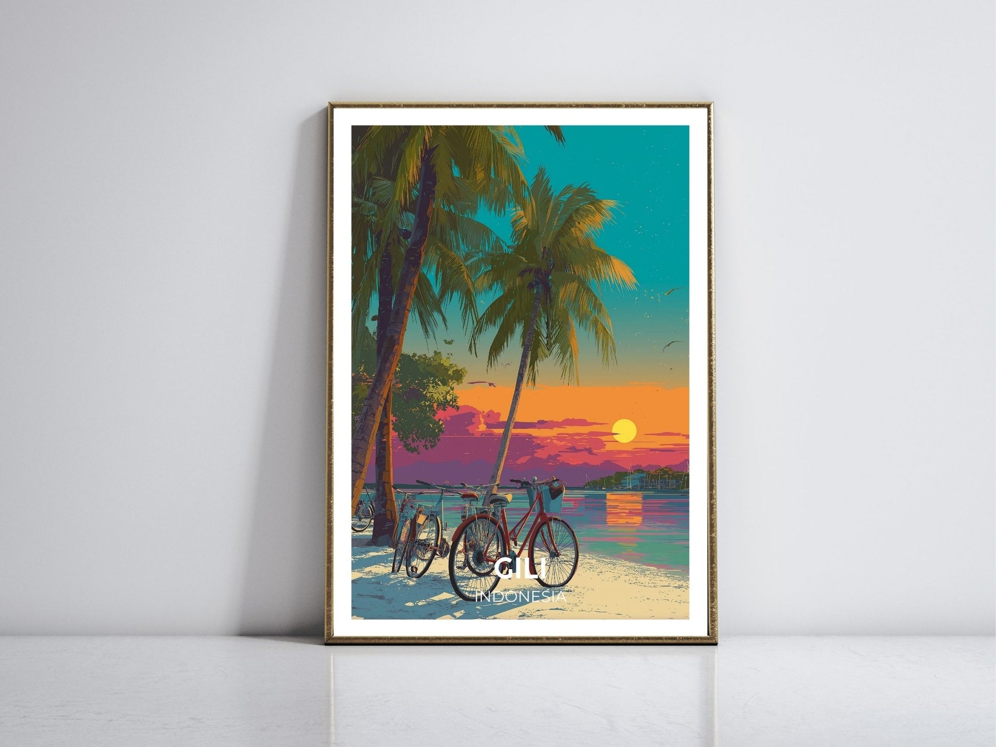 Gili Trawangan Indonesia framed vintage travel poster – Atlas Prints