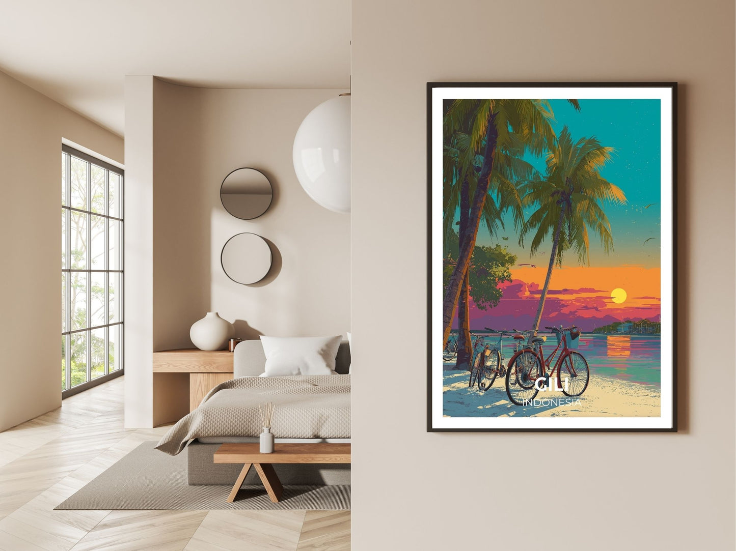 Gallery wall display of Gili Trawangan Indonesia travel poster – Atlas Prints