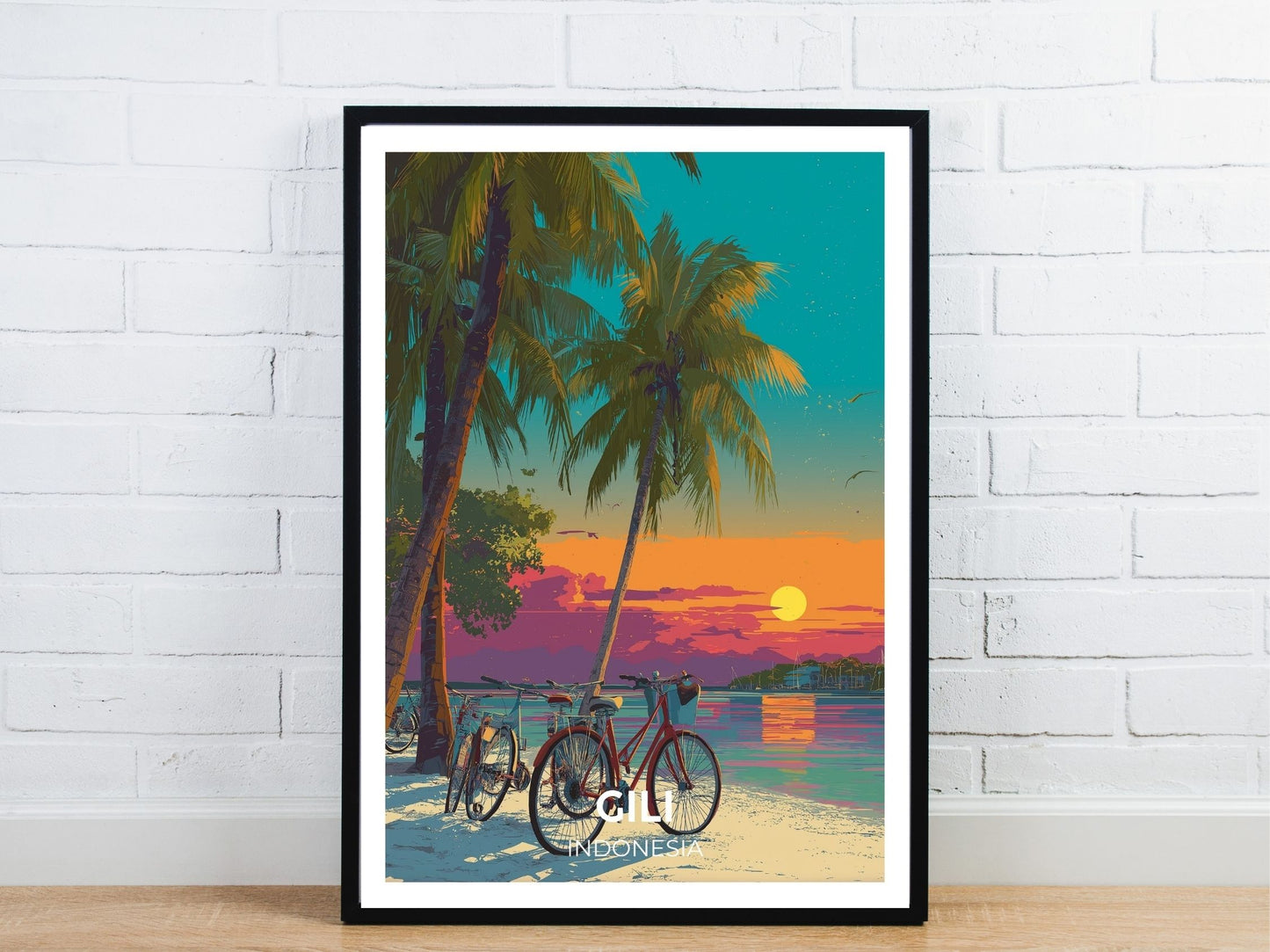 Minimal Gili Trawangan Indonesia travel art poster – Atlas Prints