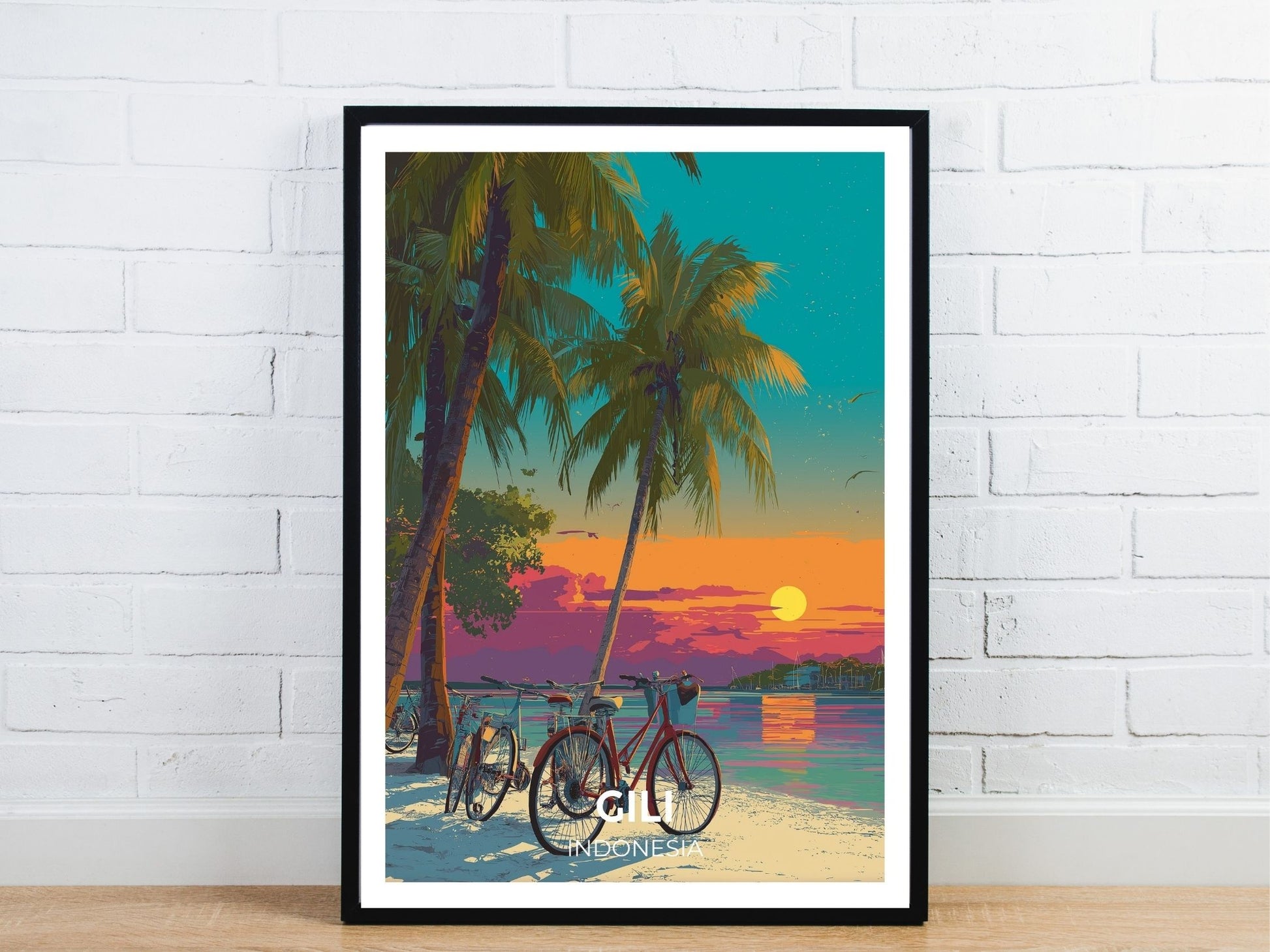 Minimal Gili Trawangan Indonesia travel art poster – Atlas Prints