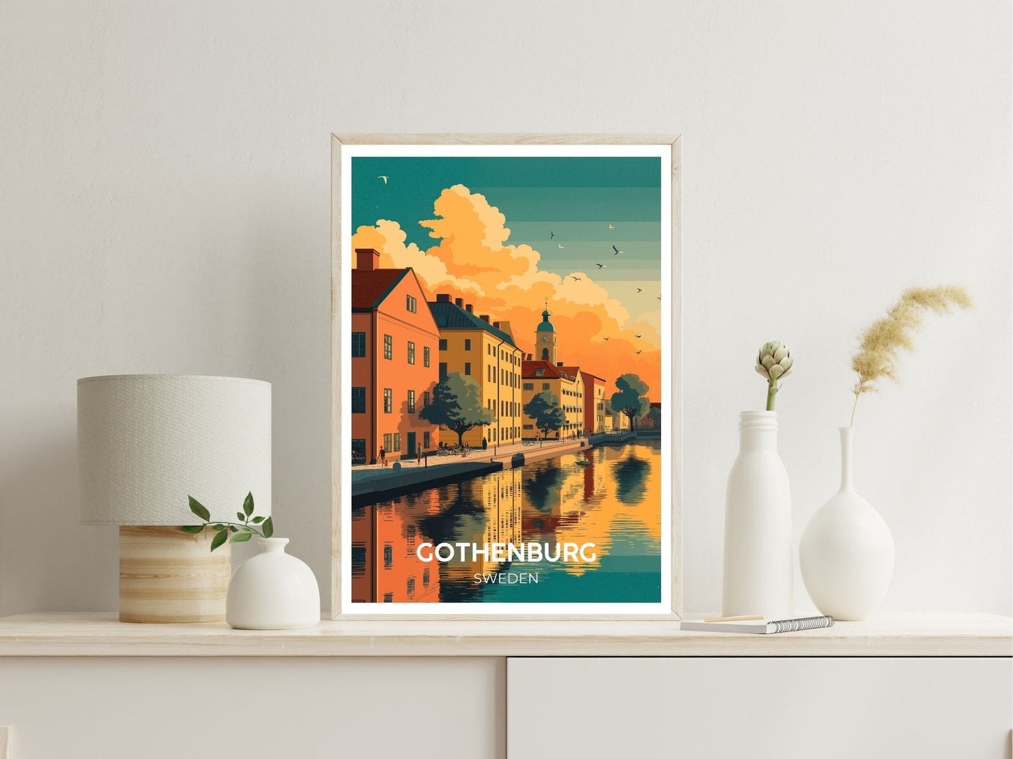 Gothenburg Sweden wall art print displayed in bedroom – Atlas Prints