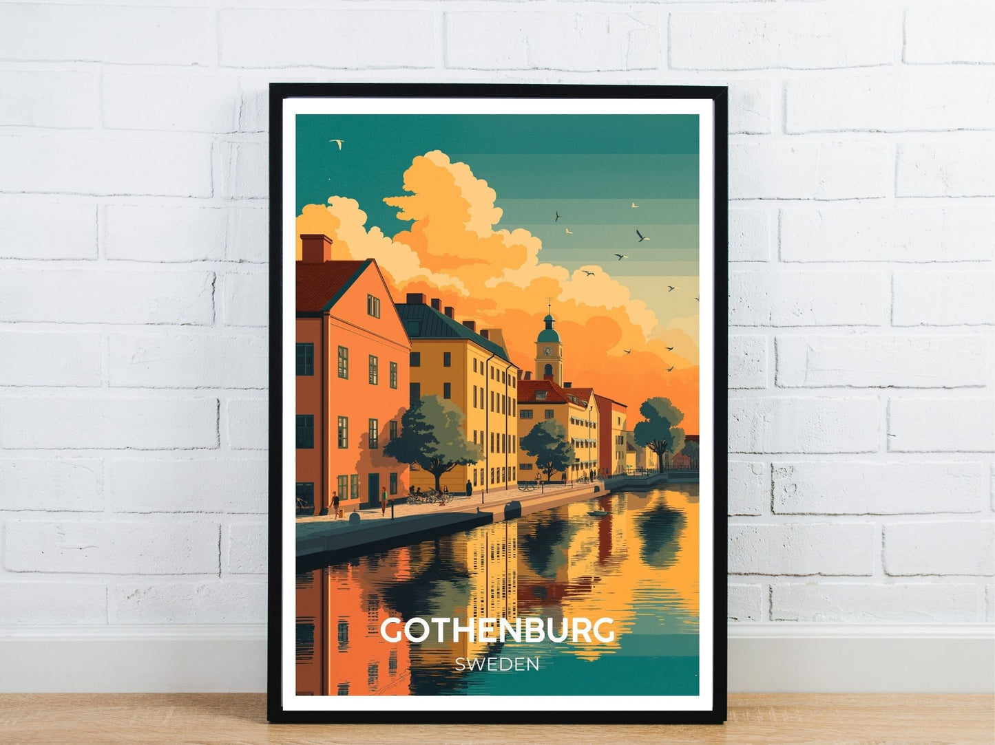 Minimal Gothenburg Sweden travel art poster – Atlas Prints